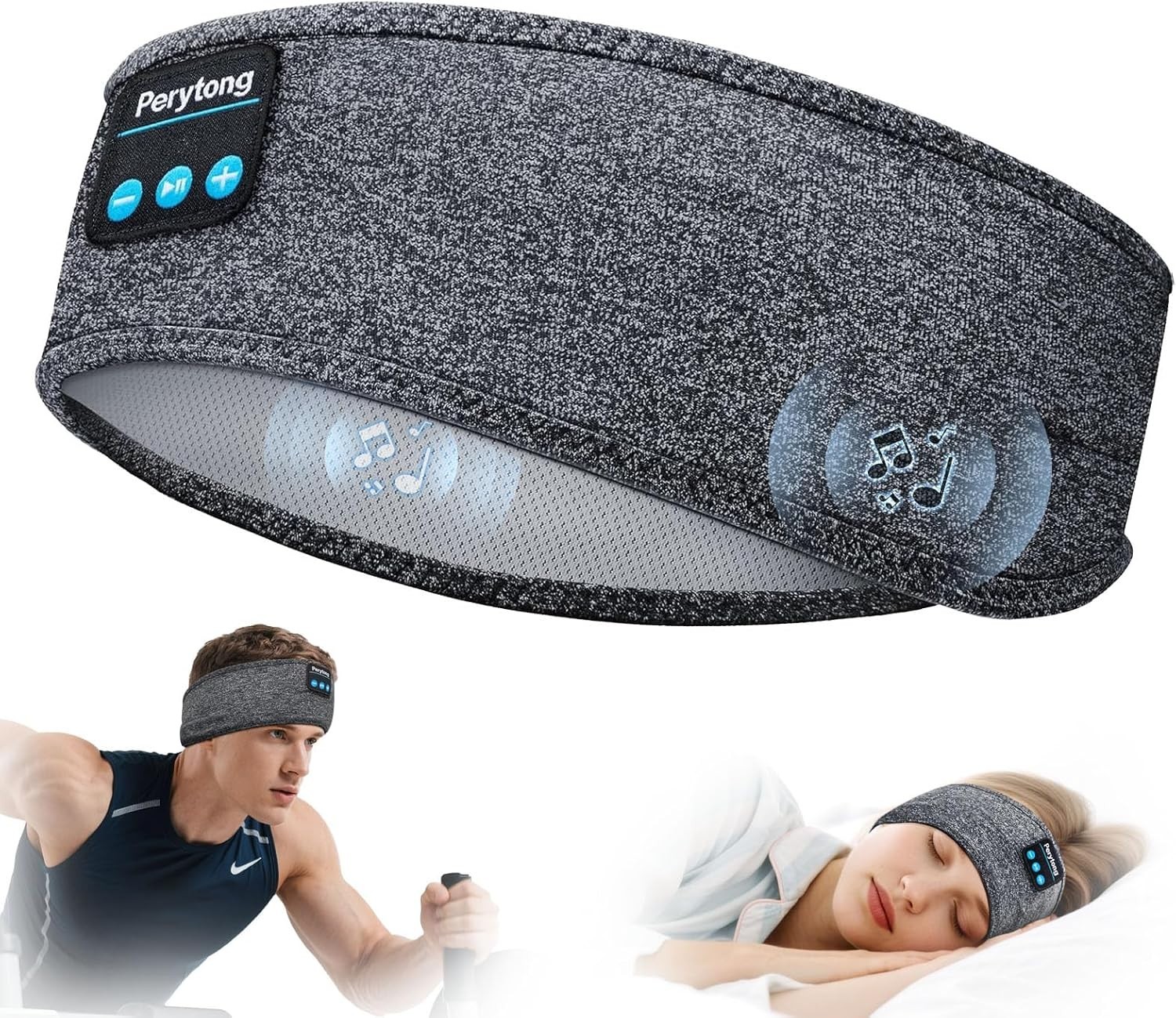 Perytong Sleep Headphones Wireless, Bluetooth Sports Headband Headphones with Ul