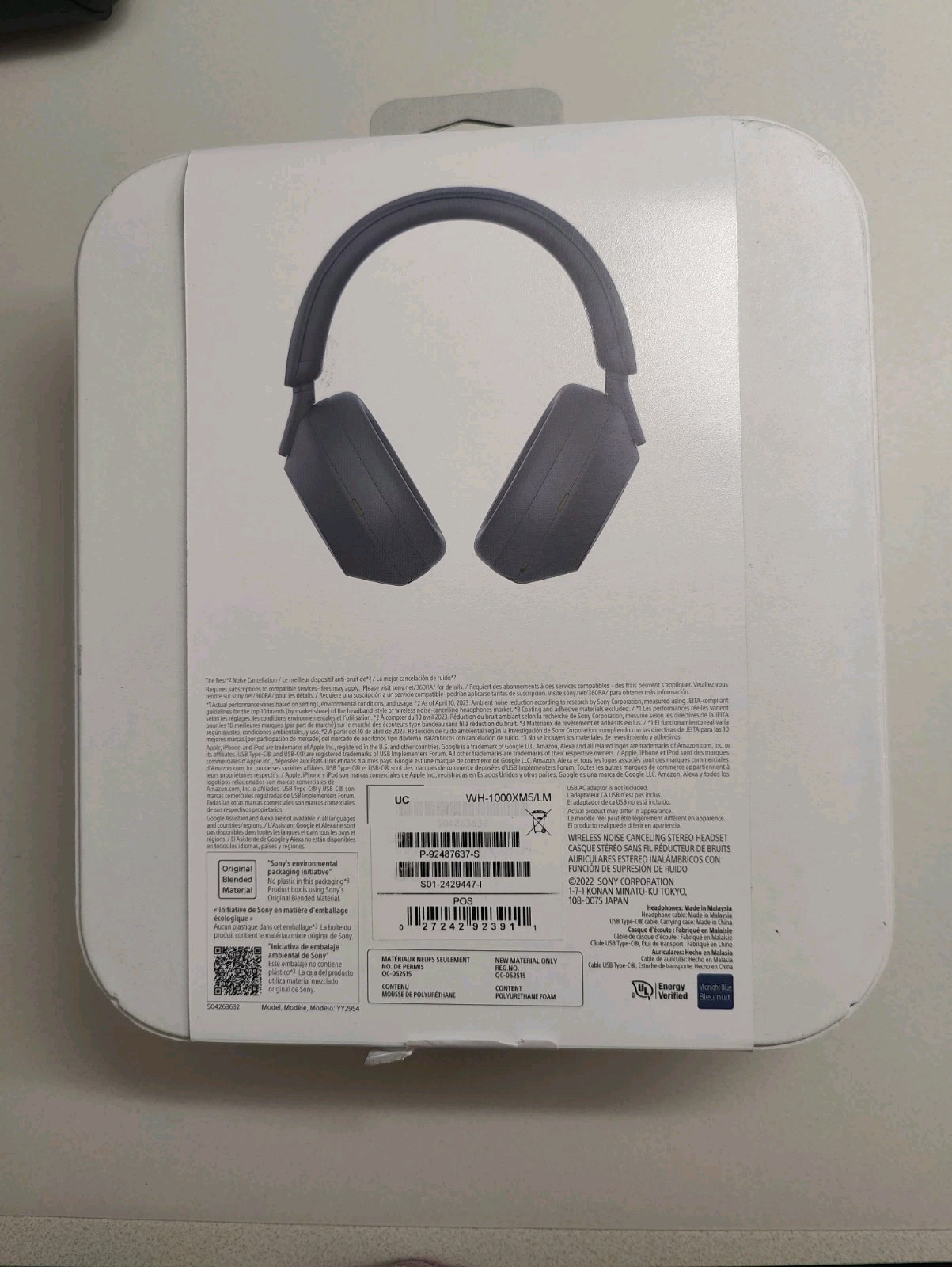 Sony WH-1000XM5/L Wireless Noise Canceling Bluetooth Headphones, Midnight Blue