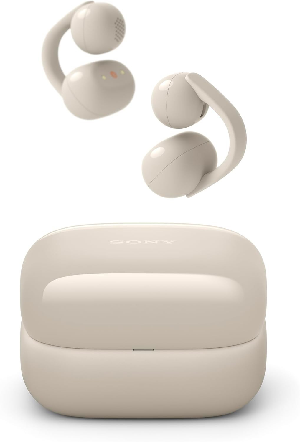 Sony LinkBuds Clip Open-Ear Earbuds, Lightweight Secure Fit, 37-Hr, Greige
