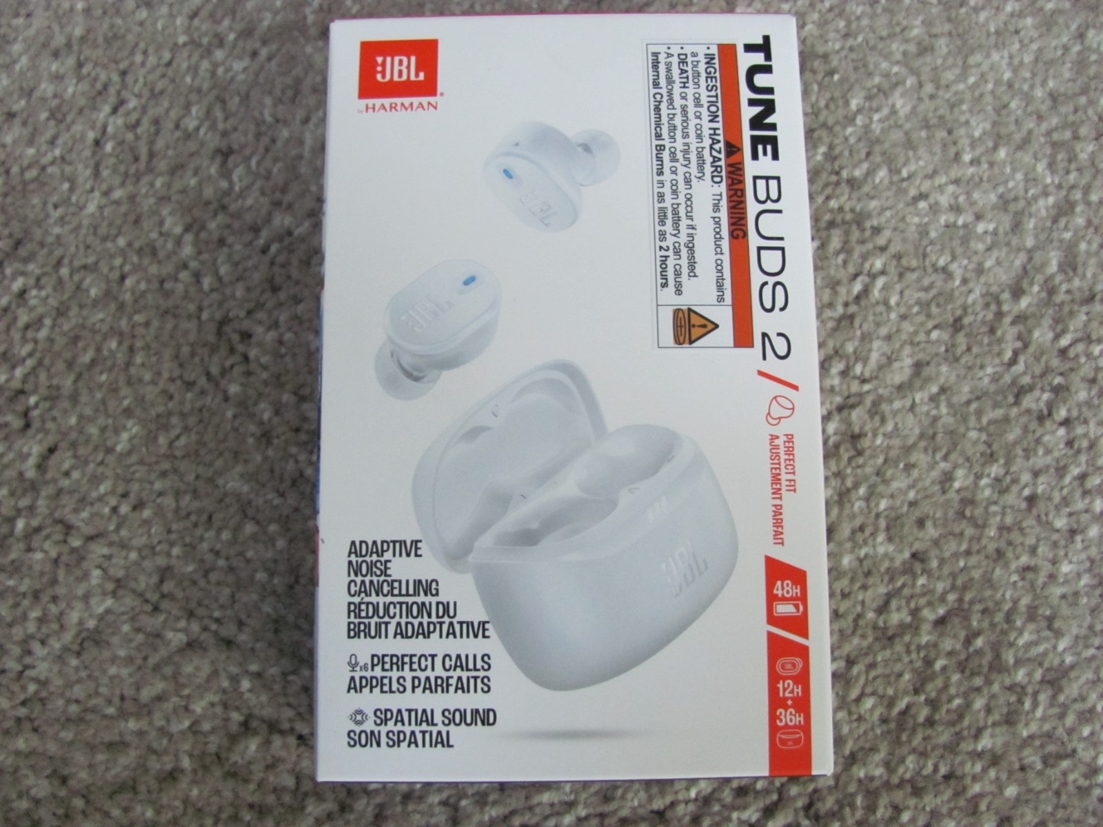 JBL Tune Buds 2 True Wireless Noise Cancelling Earbuds – White (JBLTBUDS2WHTAM)