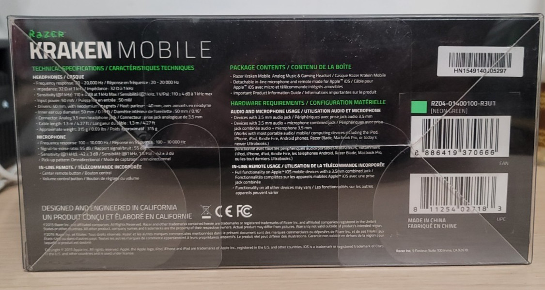 Razer Kraken Mobile Headphones -Neon Green – RZ04-01400100-R3U1