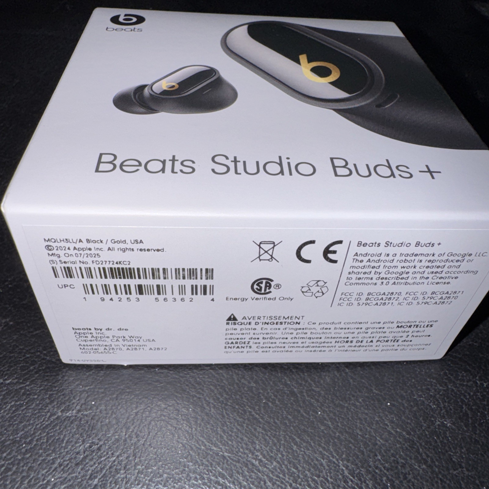 Beats Studio Buds + | True Wireless Noise Cancelling One Size, Black/Gold