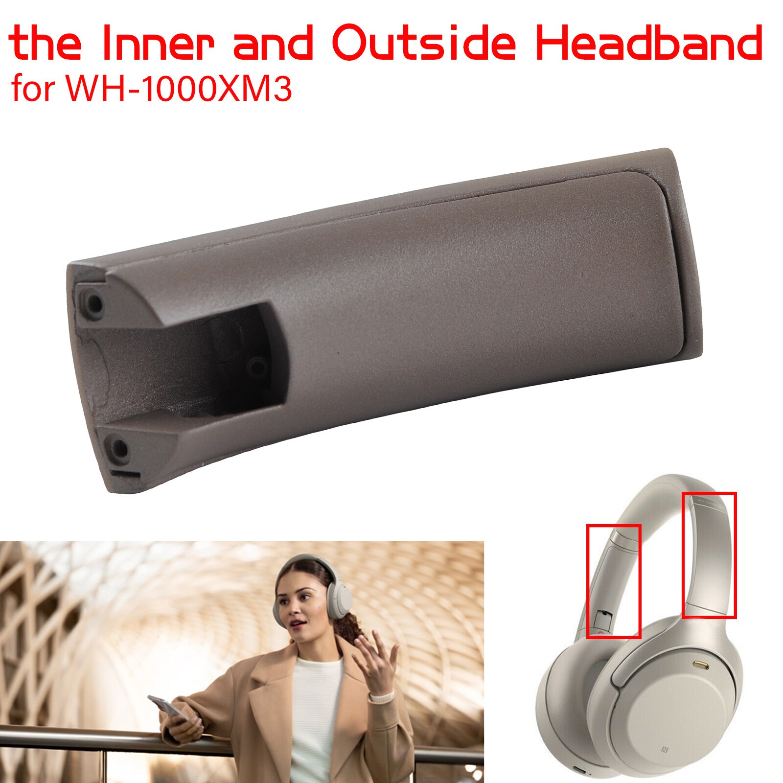WH-1000XM3 Side Cover Slider Parts Kit Loop Headband Replace for Sony Headphones