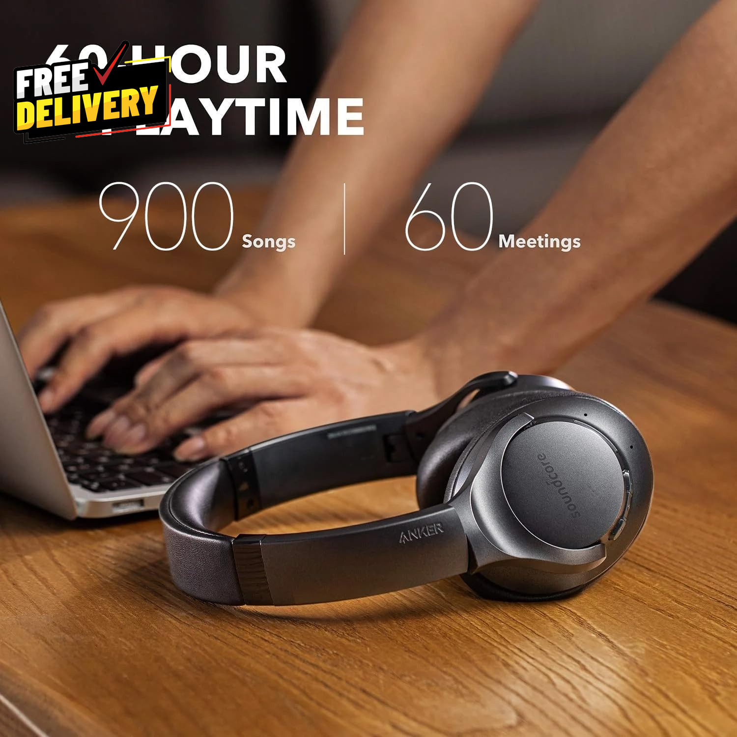 Anker Life Q20 Hybrid ANC Wireless Over-Ear Bluetooth Headphones 60H Playtime