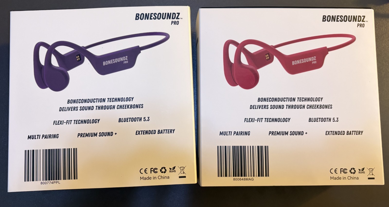 Bonesoundz Pro Bone Conduction Headphones Pink Waterproof Bluetooth Open Box