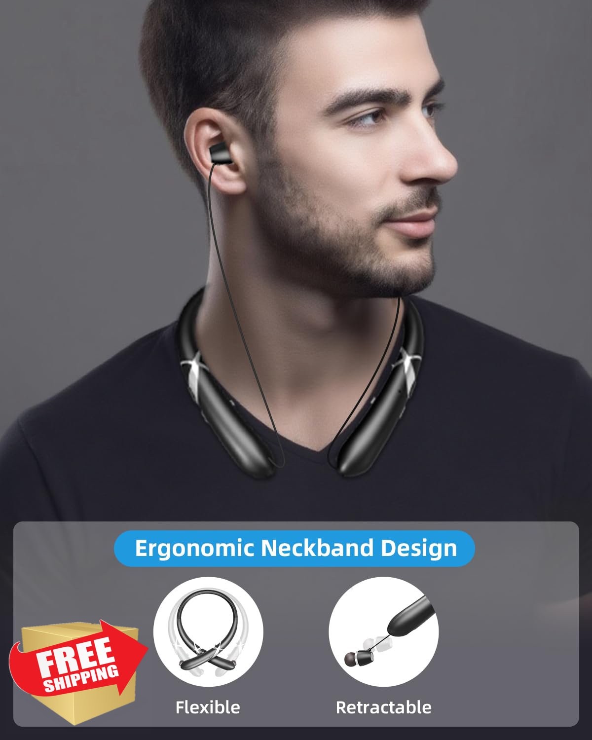 Finpola Neckband Bluetooth Headphones Obsidian Black