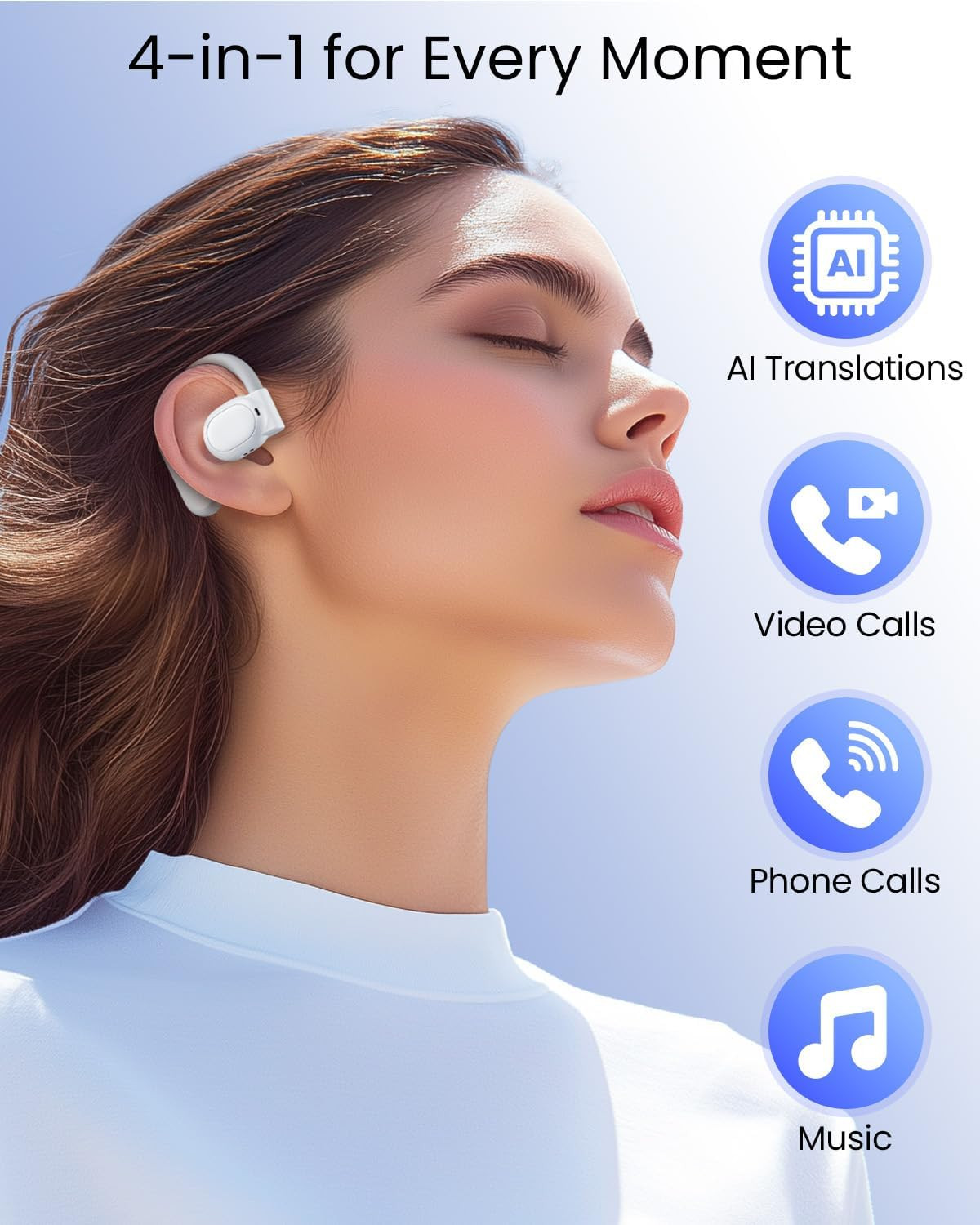 AI Translation Earbuds Real Time 164 Languages 80H Playtime Translator Ear Buds