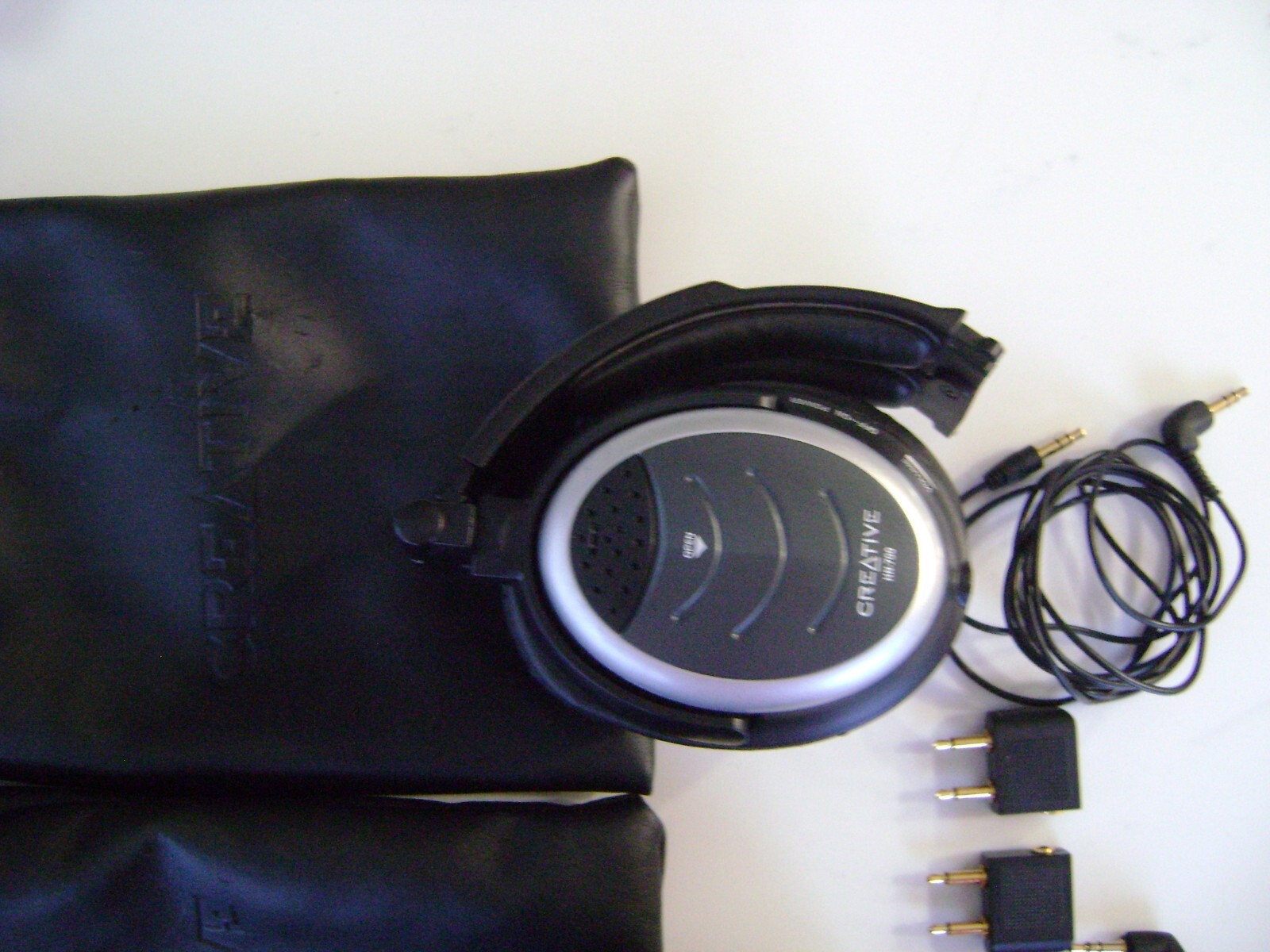 Creative HN-700 Active Noise-Canceling Folding Headphones Airplane Adapter Aux