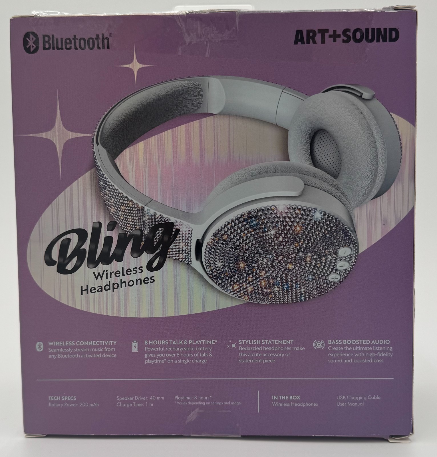 BLING Wireless Headphones, Bluetooth, Art+Sound, New/Open Box