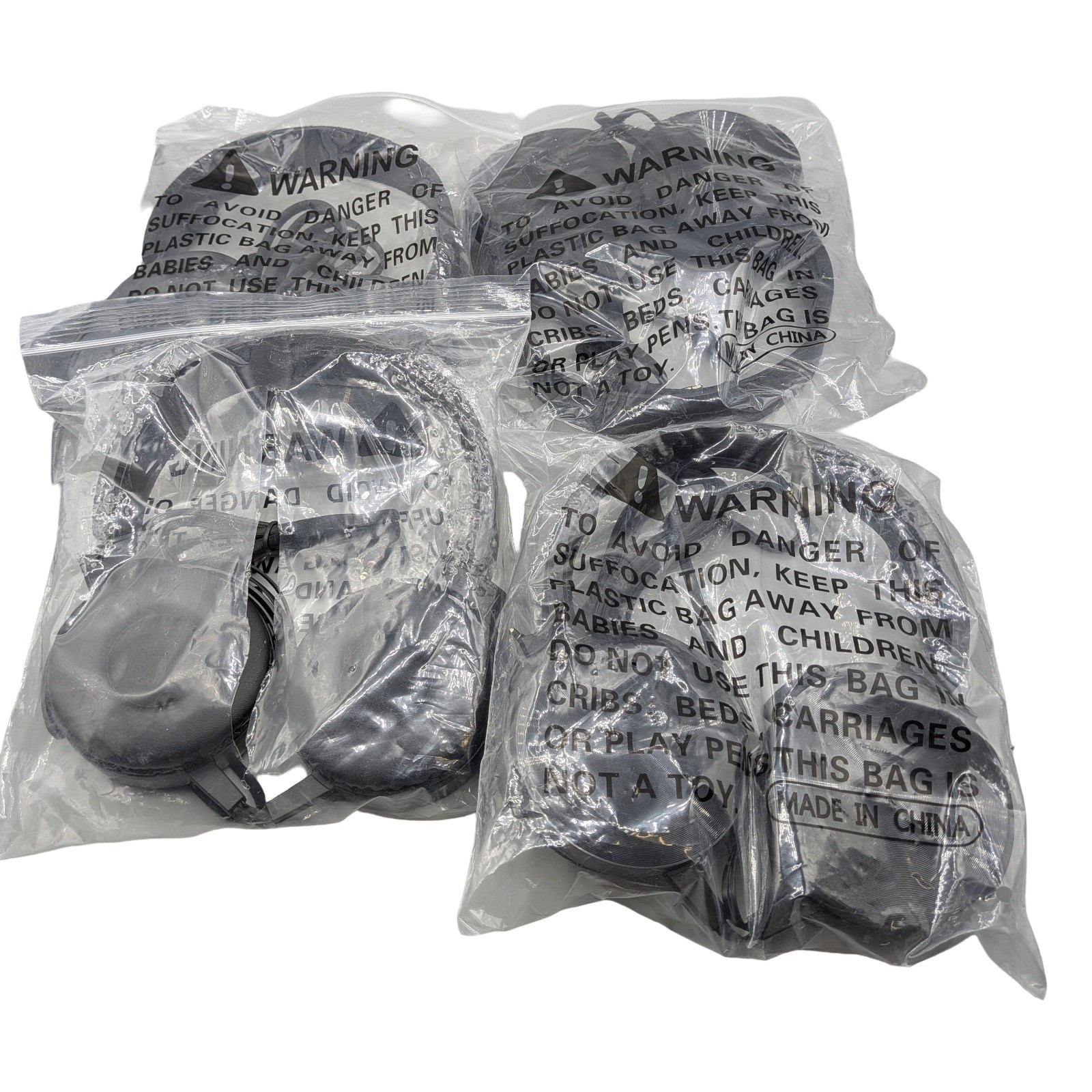Lot of 4 Unbranded Wired cushioned On-Ear Headphones Black 3.5mm Jack