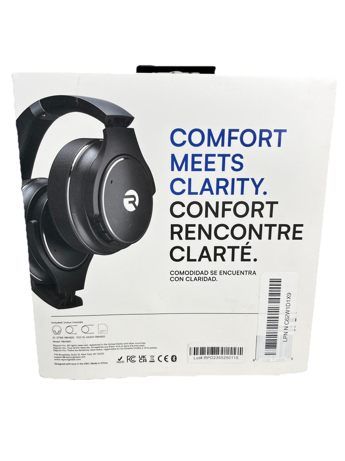 Raycon Everyday Over‑Ear Headphones RBH820‑BLA– Bluetooth ANC