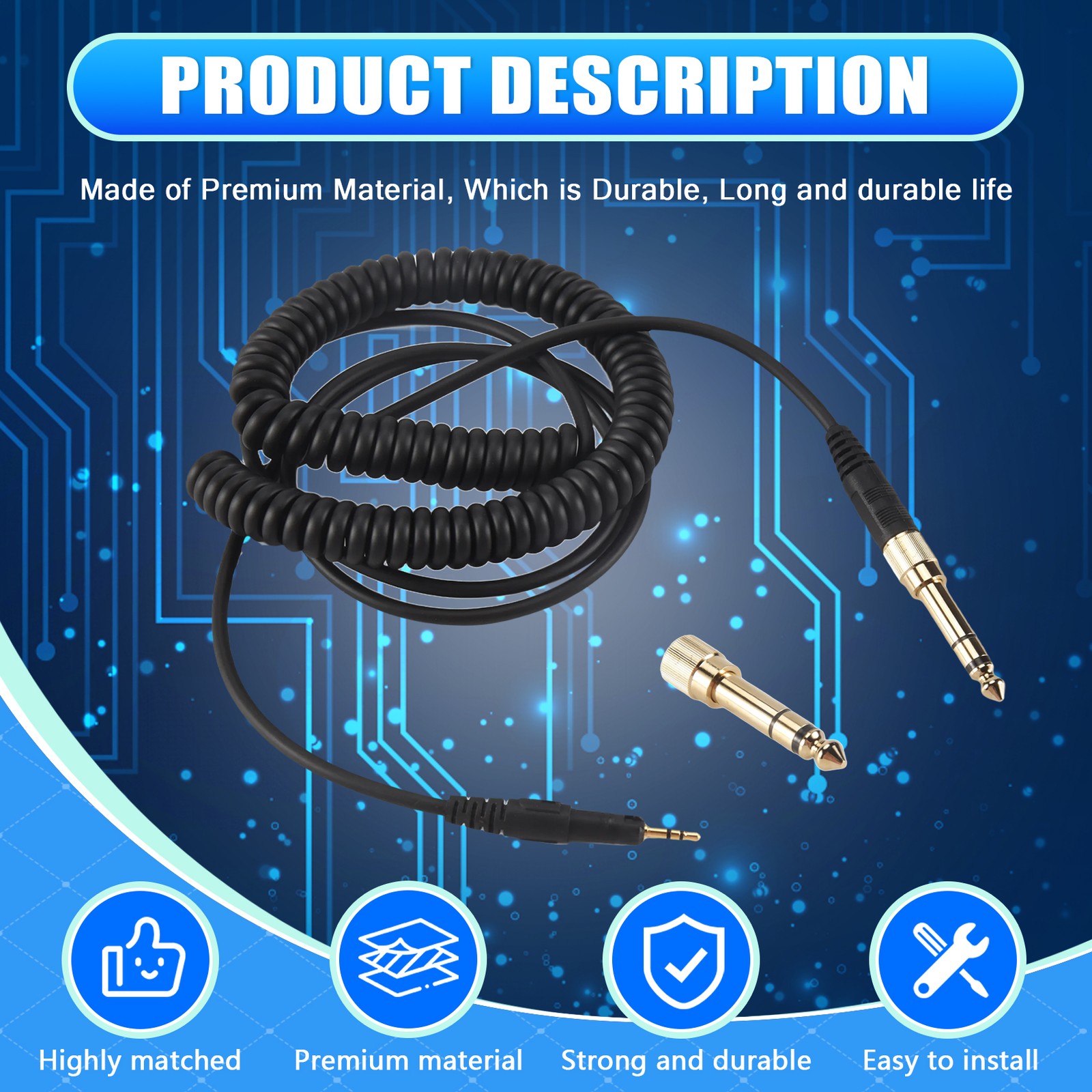 Replacement Audio Cable for M50X M40X Headphones Black 23 AugT2 P7E35803