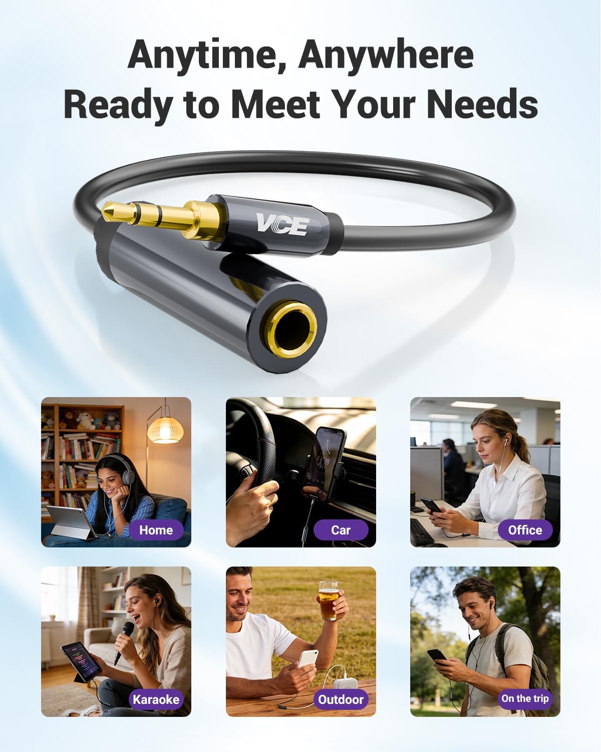 VCE 1/4 to 3.5mm Adapter, 3.5mm 1/8 inch Male to 6.35mm 1/4 inch Female Audio Ja