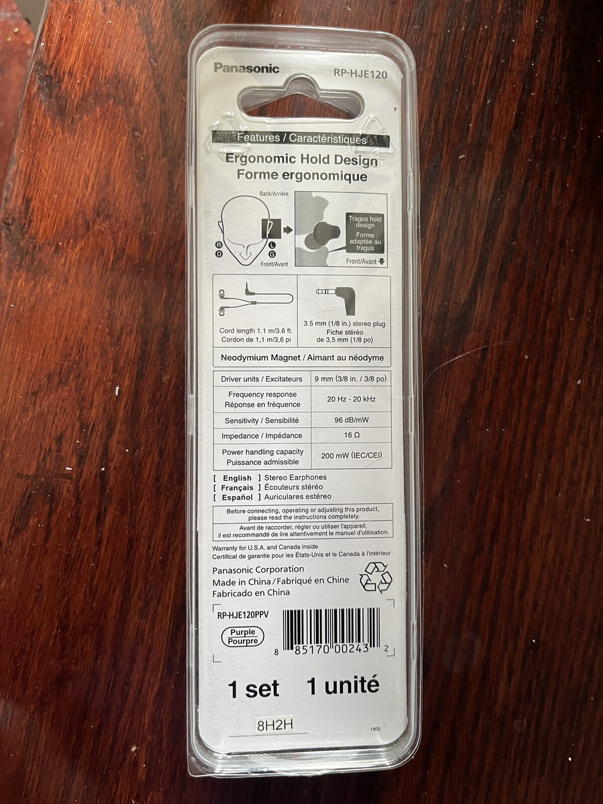 ErgoFit Wired Earbuds( IN-EAR) RP-HJE120 3.5mm Jack, 3.6 ft. Cord