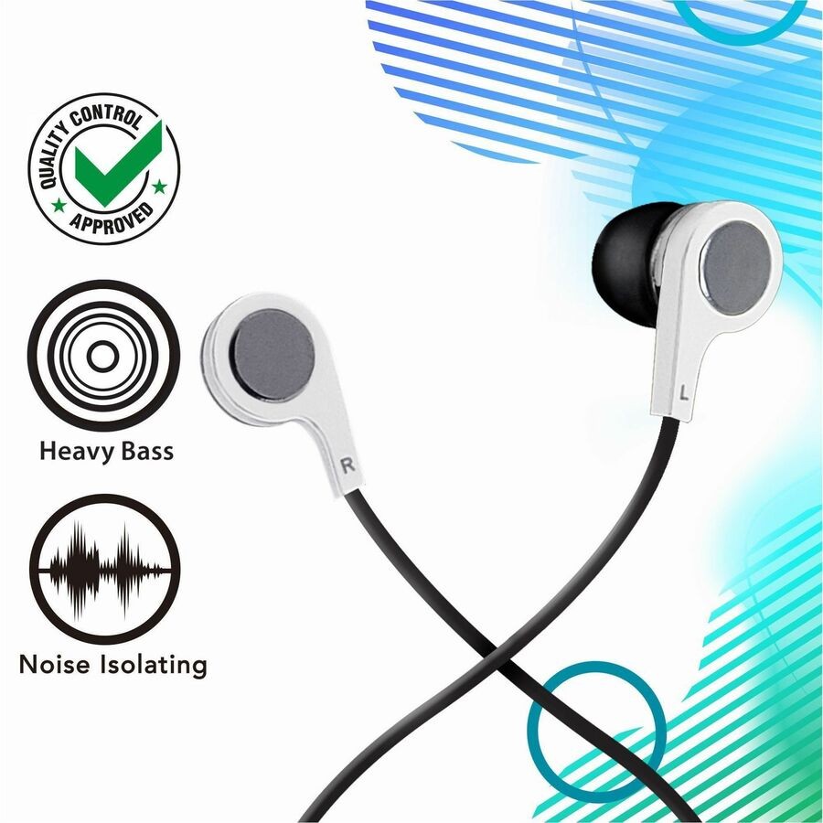 Maxell 199725 B-13w Earbud W/ Mic White Accs Heavy Bass