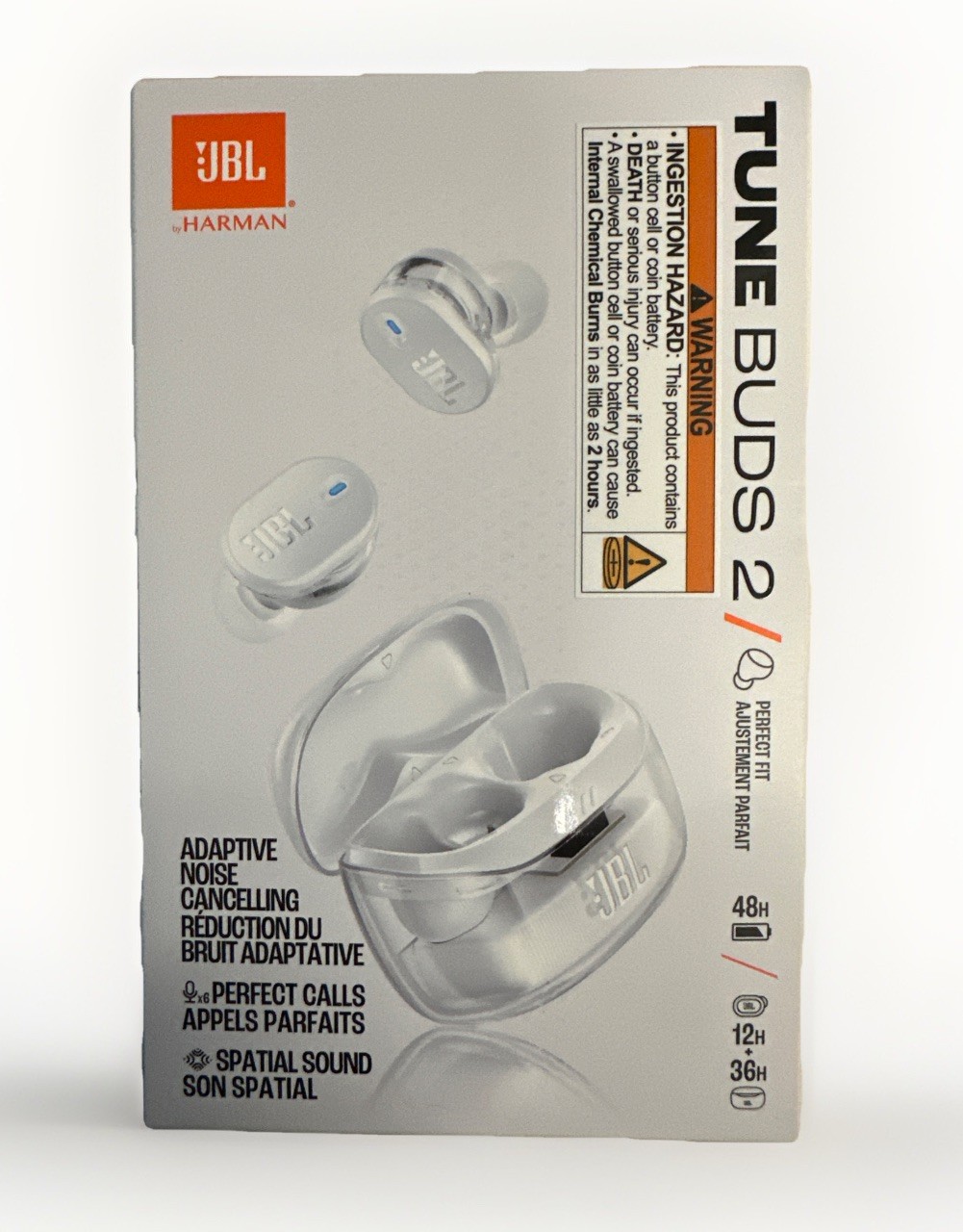 JBL TUNE Buds 2 True Wireless Noise Cancelling Earbuds with Spatial Sound (White