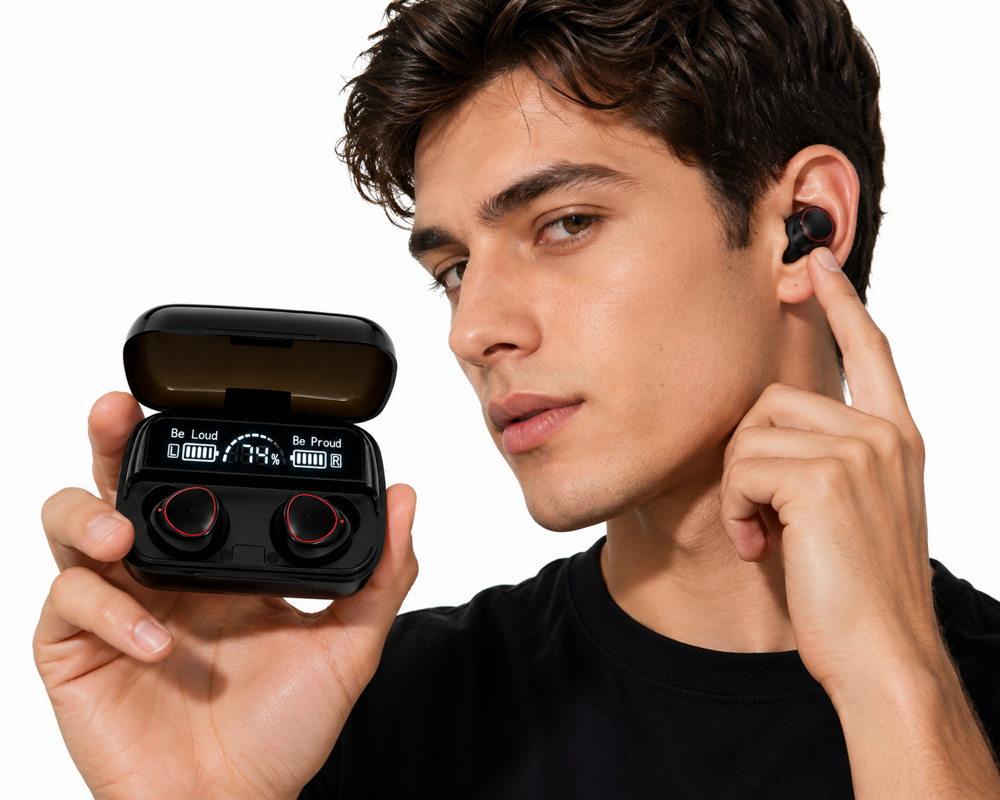 Wireless Bluetooth Earbuds with LED Display for iPhone & Android Noise Reduction