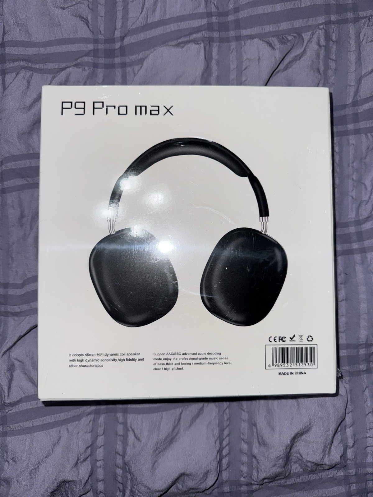 New P9 PRO MAX Headphones Noise Cancelling Bluetooth Earphones Black