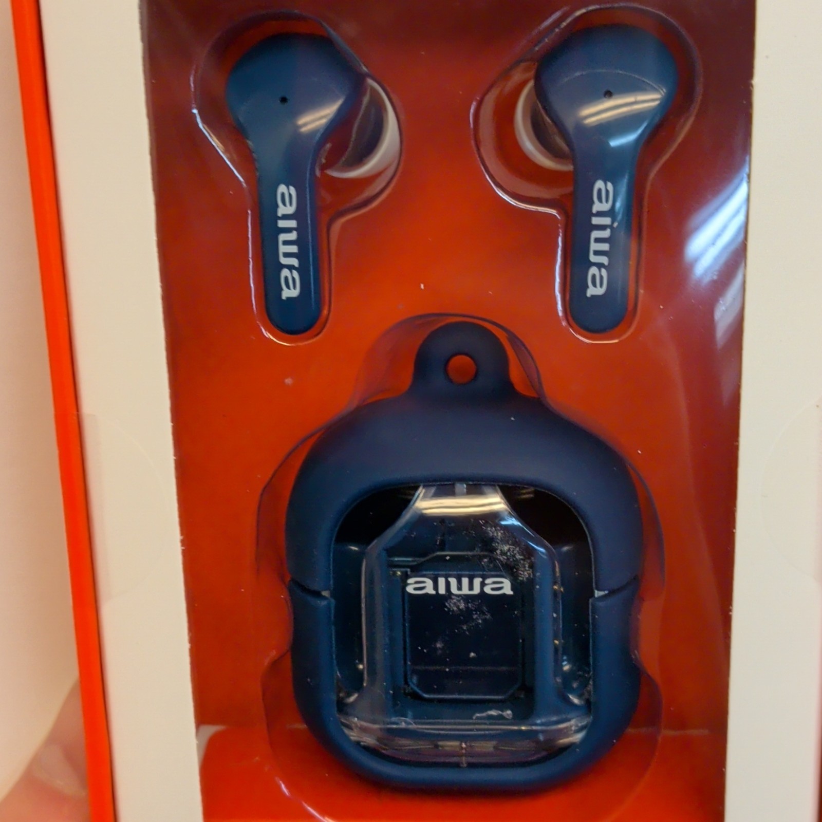 Aiwa Prodigy Micro True Wireless Bluetooth Earbuds LED Screen Case Blue
