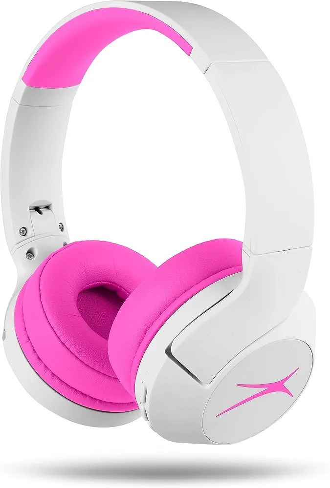 Altec Lansing 2-In-1 Active Noise Canceling Kid Safe Headphones Pink New