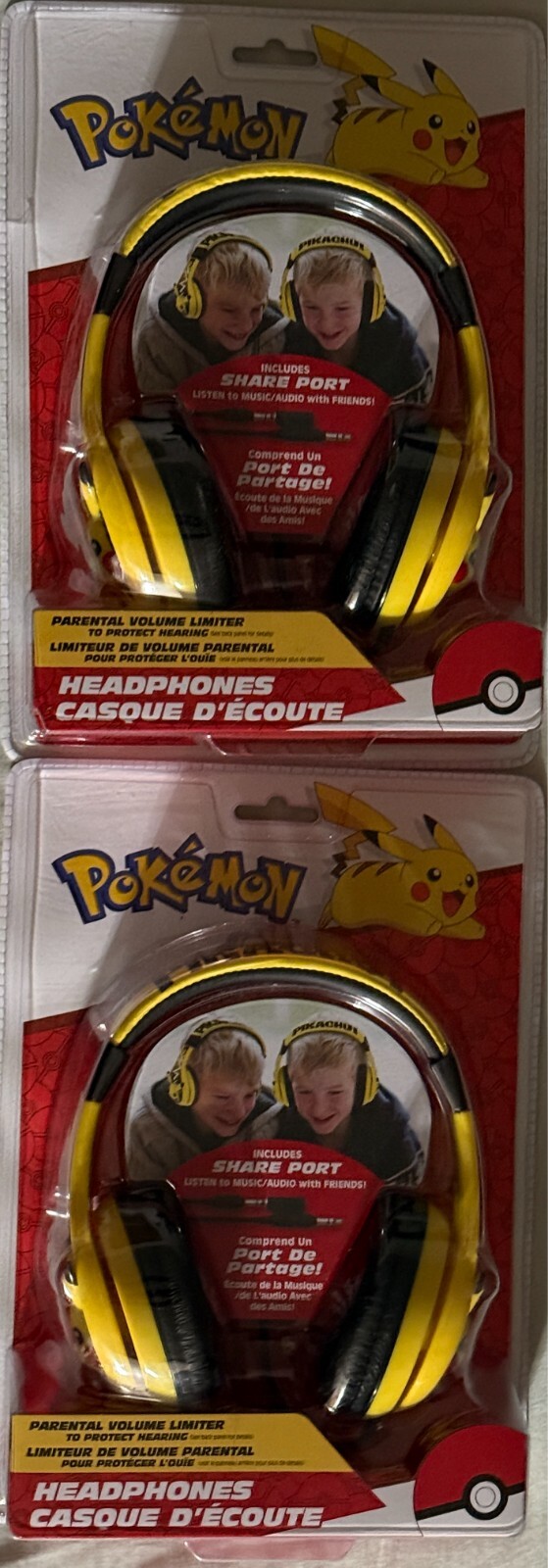 POKEMON PIKACHU HEADPHONES! (qty 2) NEW IN PACKAGING! —– Free Shipping!