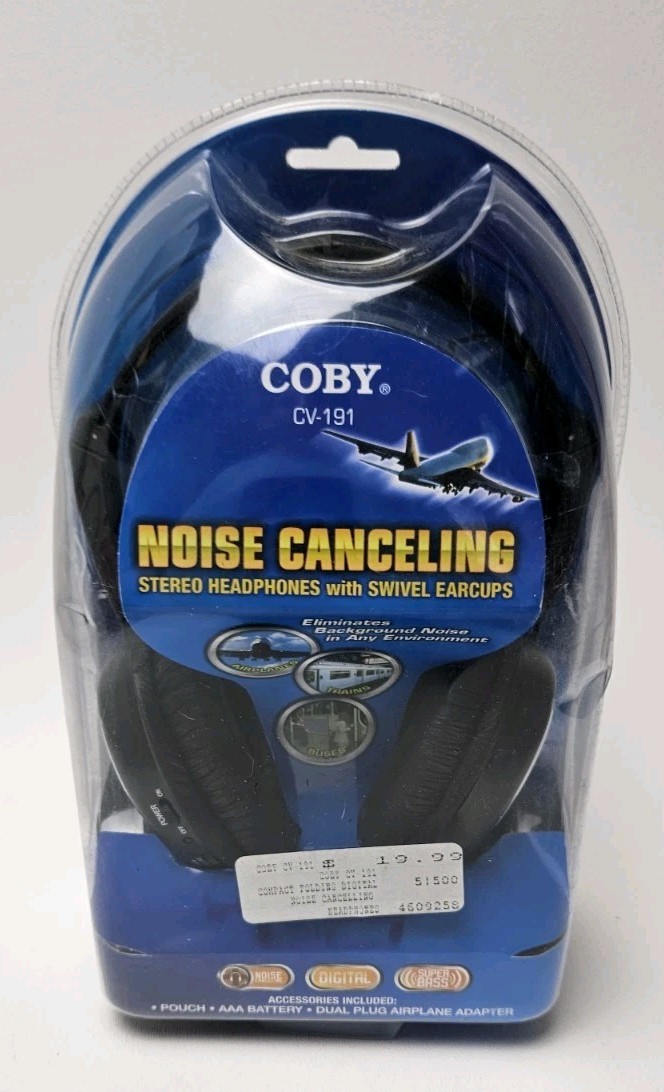 Coby CV-191 Noise Canceling Stereo Digital Headphones with Swivel Earcups New