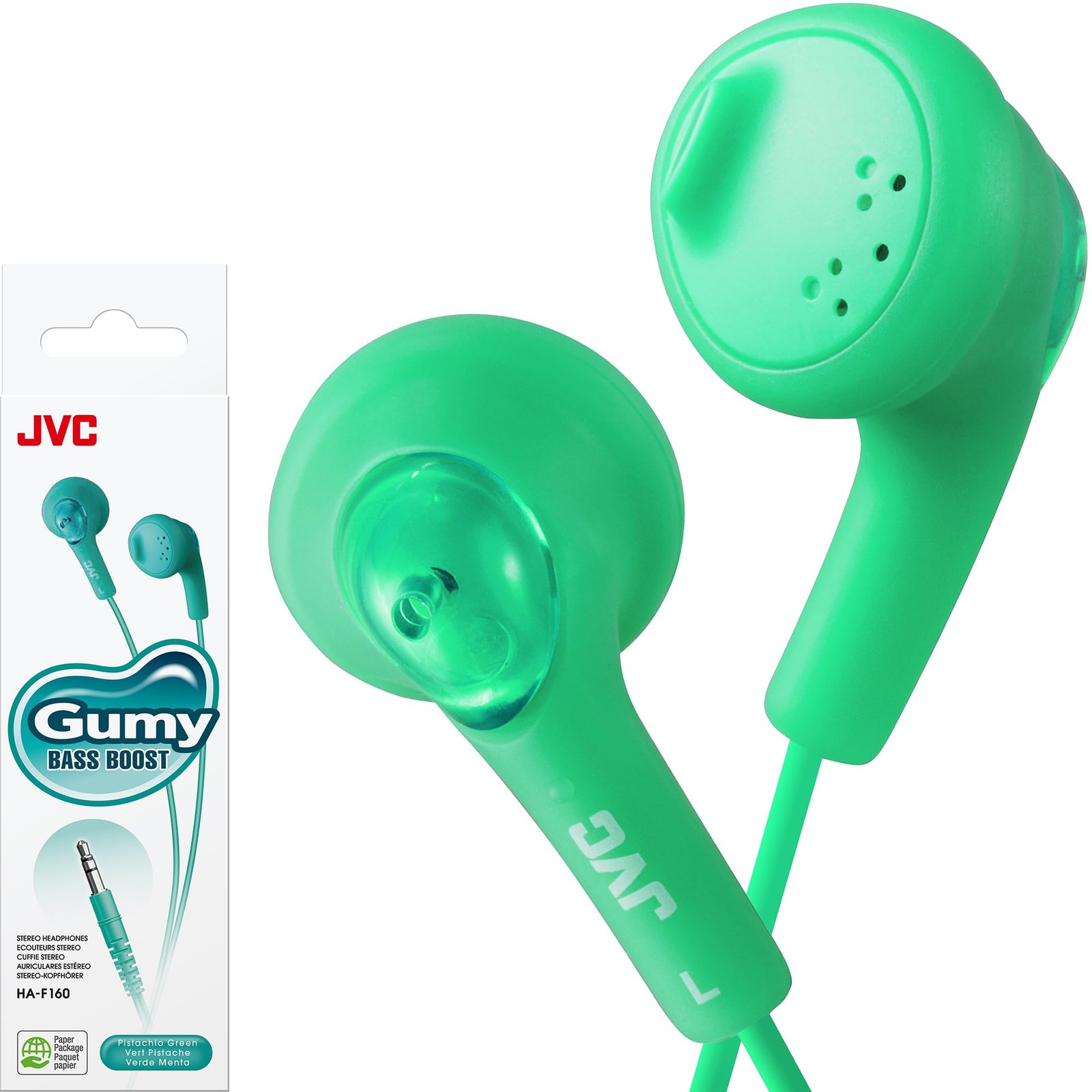 JVC HAF160G Gumy Ear Bud Headphone Green 1 Count (Pack of 1),