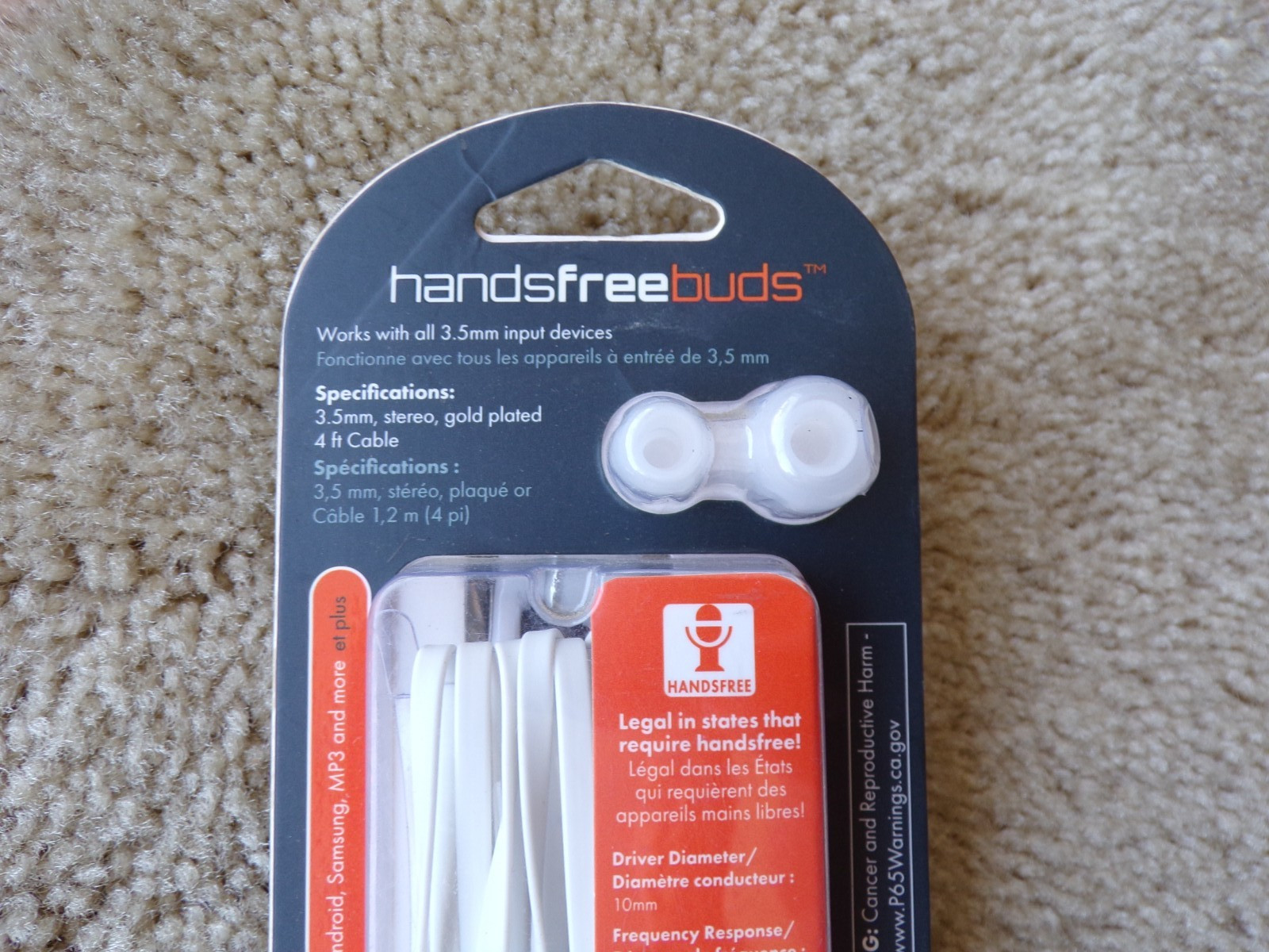 Powerup Stereo Earbuds 3.5 mm Handsfree 4 Ft Cable; @c17