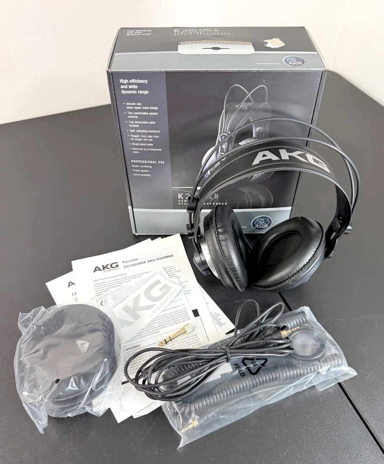 AKG K 240 MK II Semi-Open Professional Studio Headphones – 2 Earpad Sets