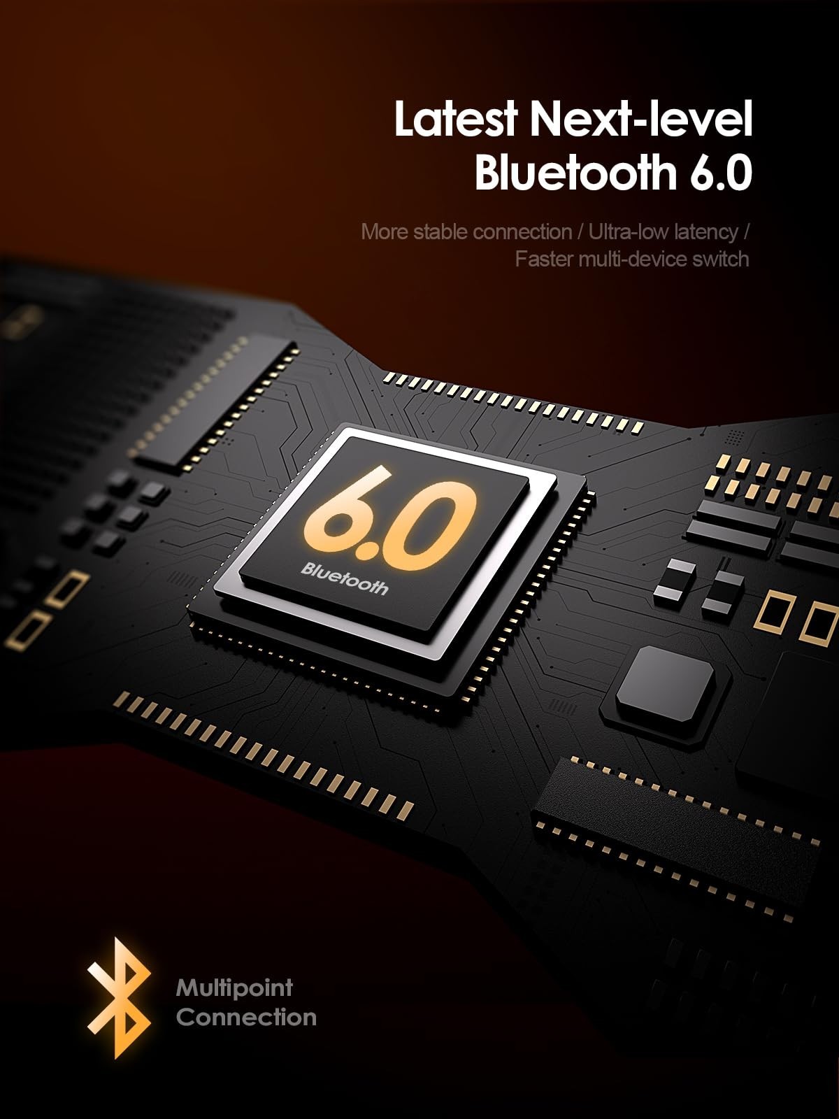 Active Noise Cancelling Bluetooth 6.0 Headphones, 45H Playtime, IPX6 Sweatproof