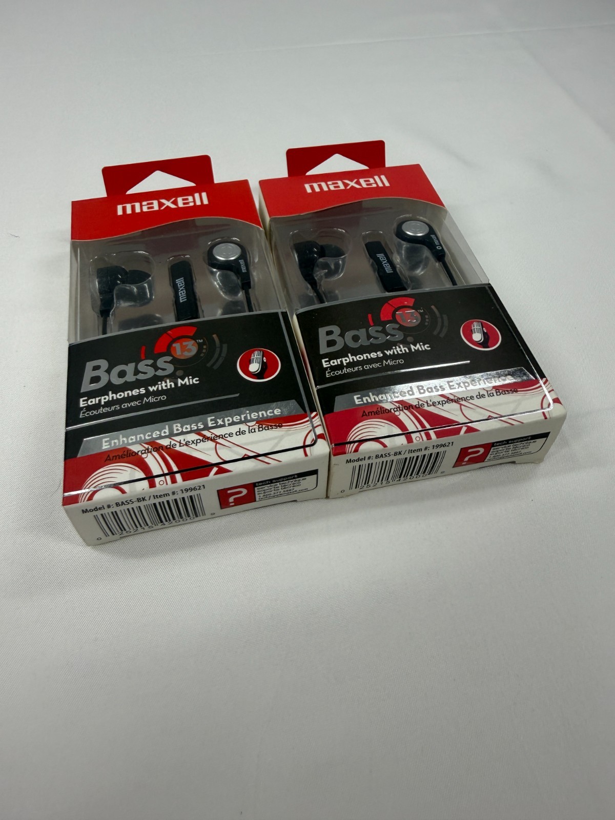 Maxell BASS-BK Wired Earphones Noise Isolating Enhanced Bass Built-in Mic 2-Pack
