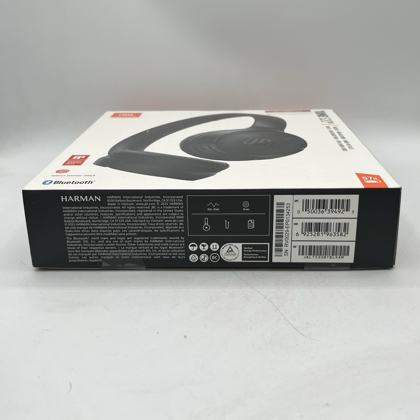 JBL Harman Tune 520BT Bluetooth Wireless On-Ear Headphones Black New Sealed Box