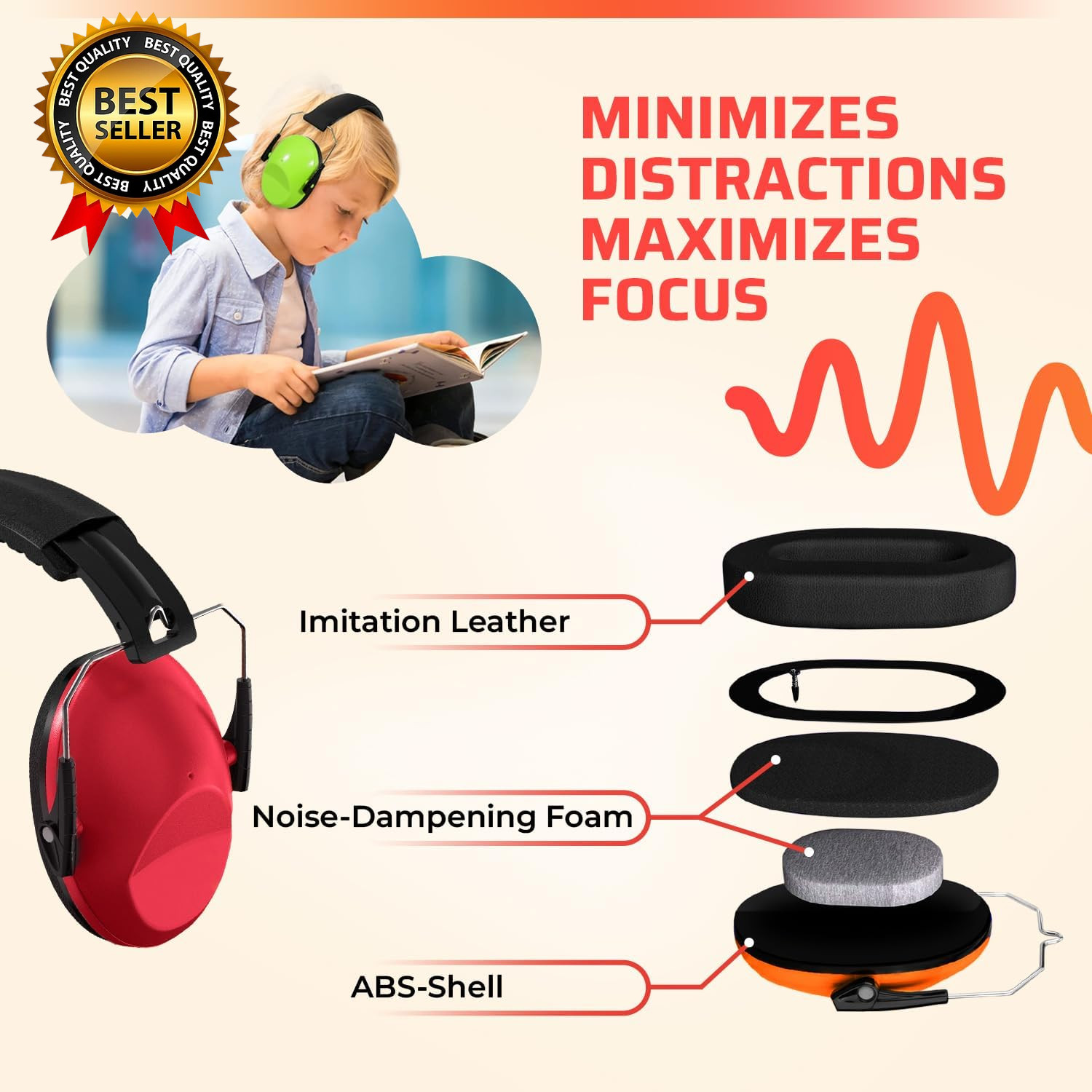 Noise Canceling Headphones for Kids, SNR 26Db Ear Protection for Autism, Sound P