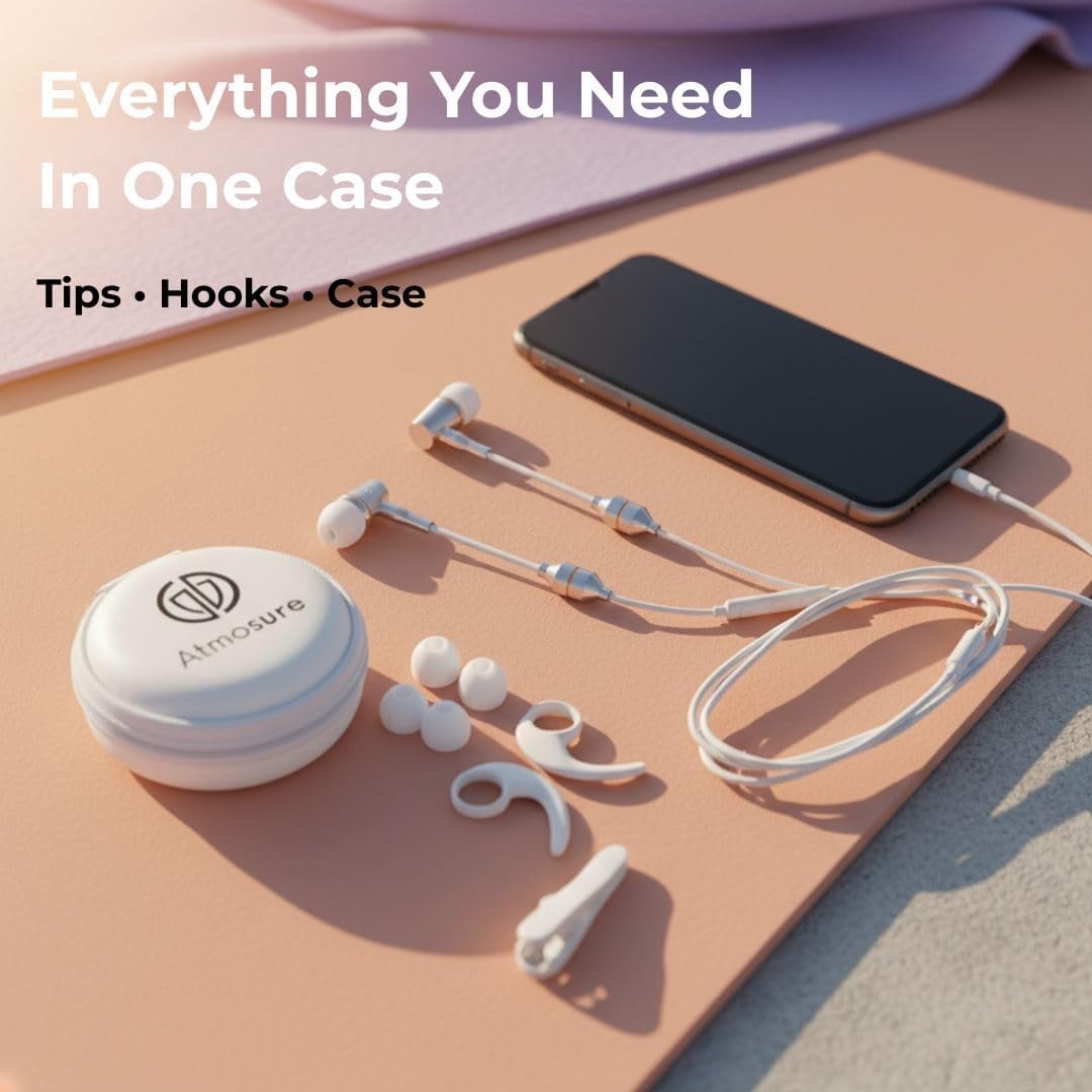 Air Tube Headphones with Microphone, Volume Control, and Carry Case Included