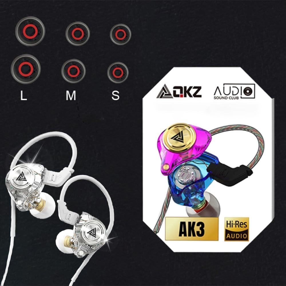 2 Pack AK3FILE Wired Earbuds – Ergonomic Design with Water Resistance Feature