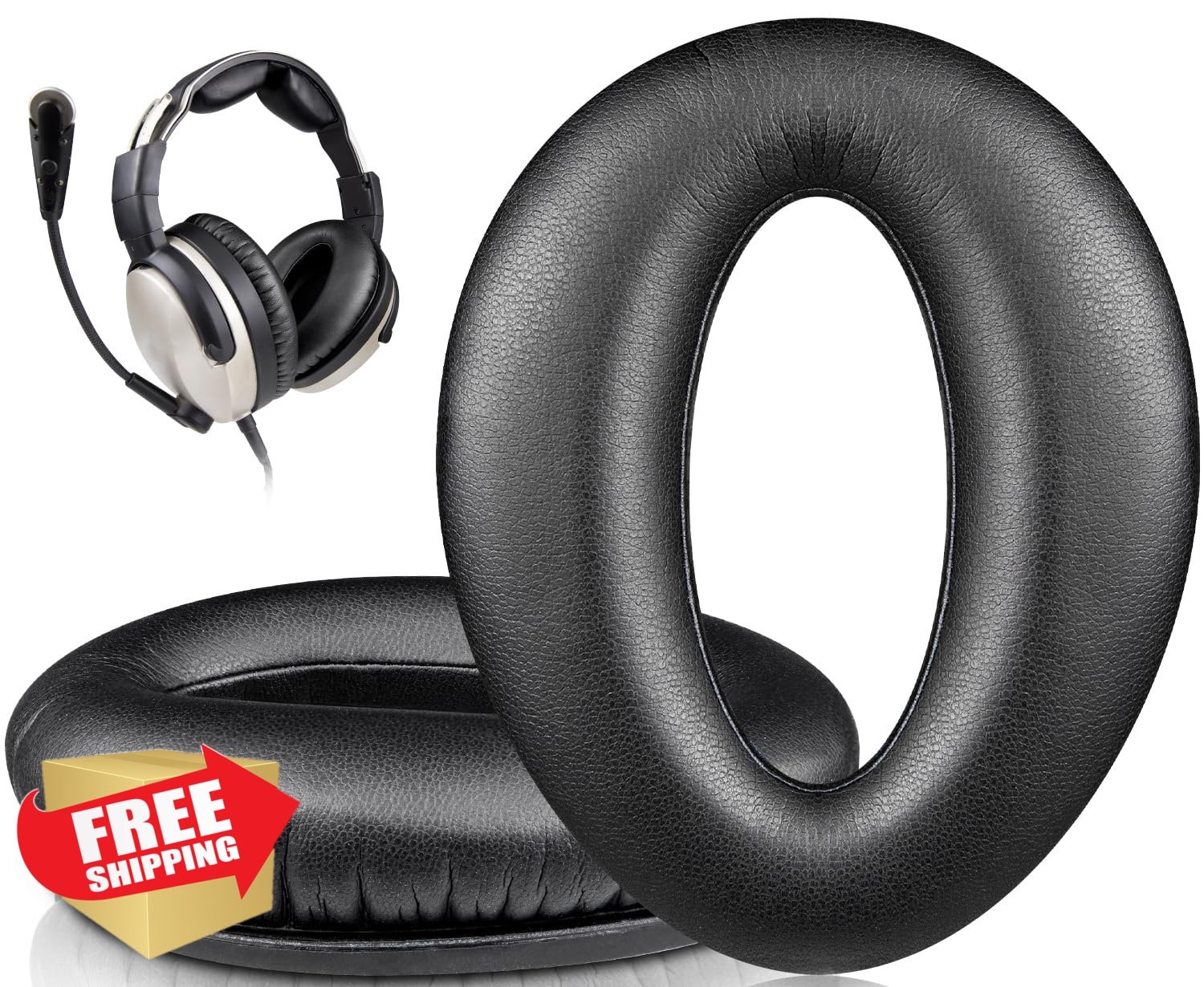 SOULWIT Zulu Aviation Headset Earpads Protein Leather Noise Isolation Black