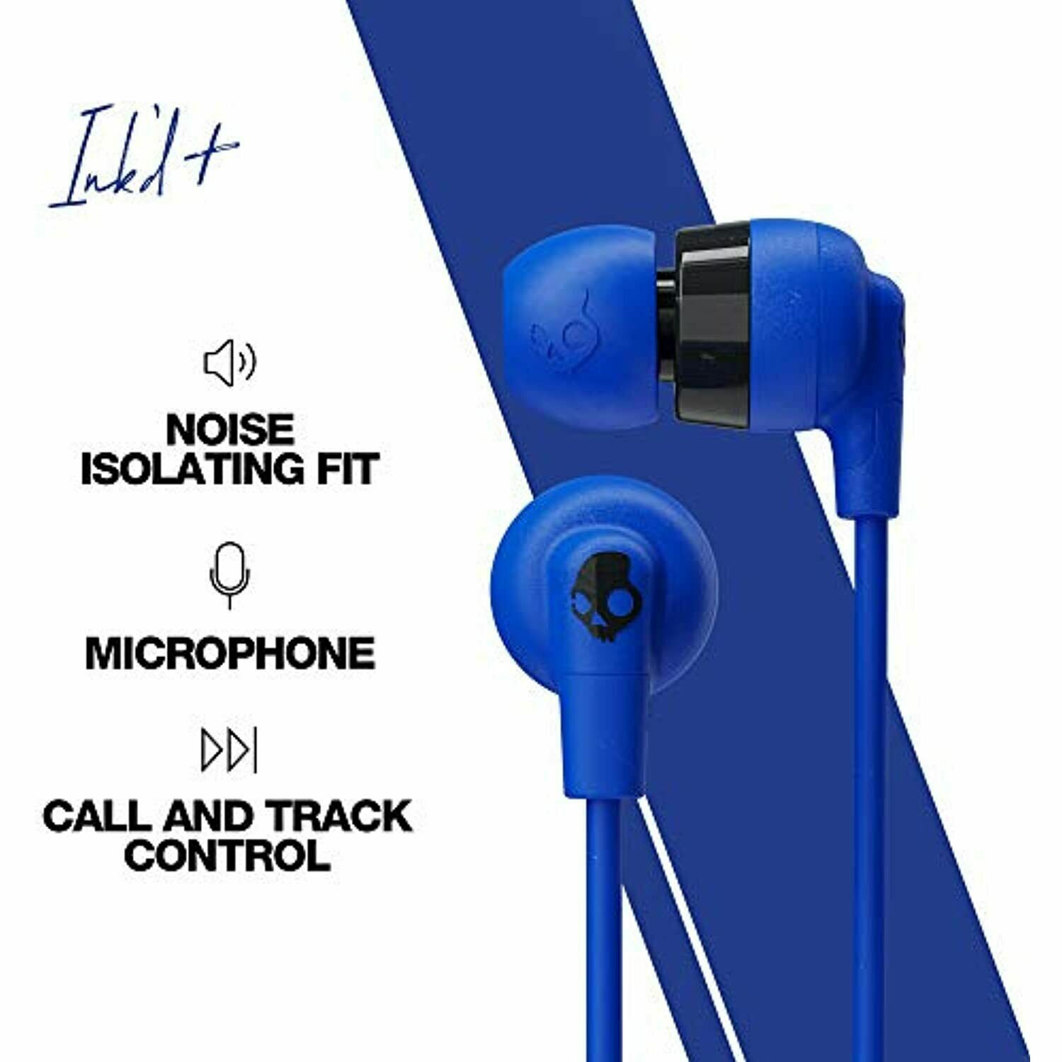 Skullcandy Ink’d+ Wired Earbuds with Microphone – Green, Blue Brand New