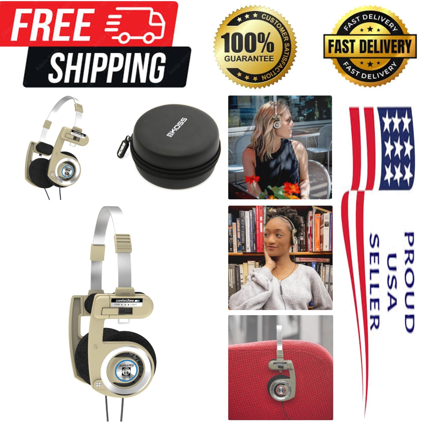 Porta Pro Limited Edition On-Ear Headphones, in-Line Microphone, Volume Contr…
