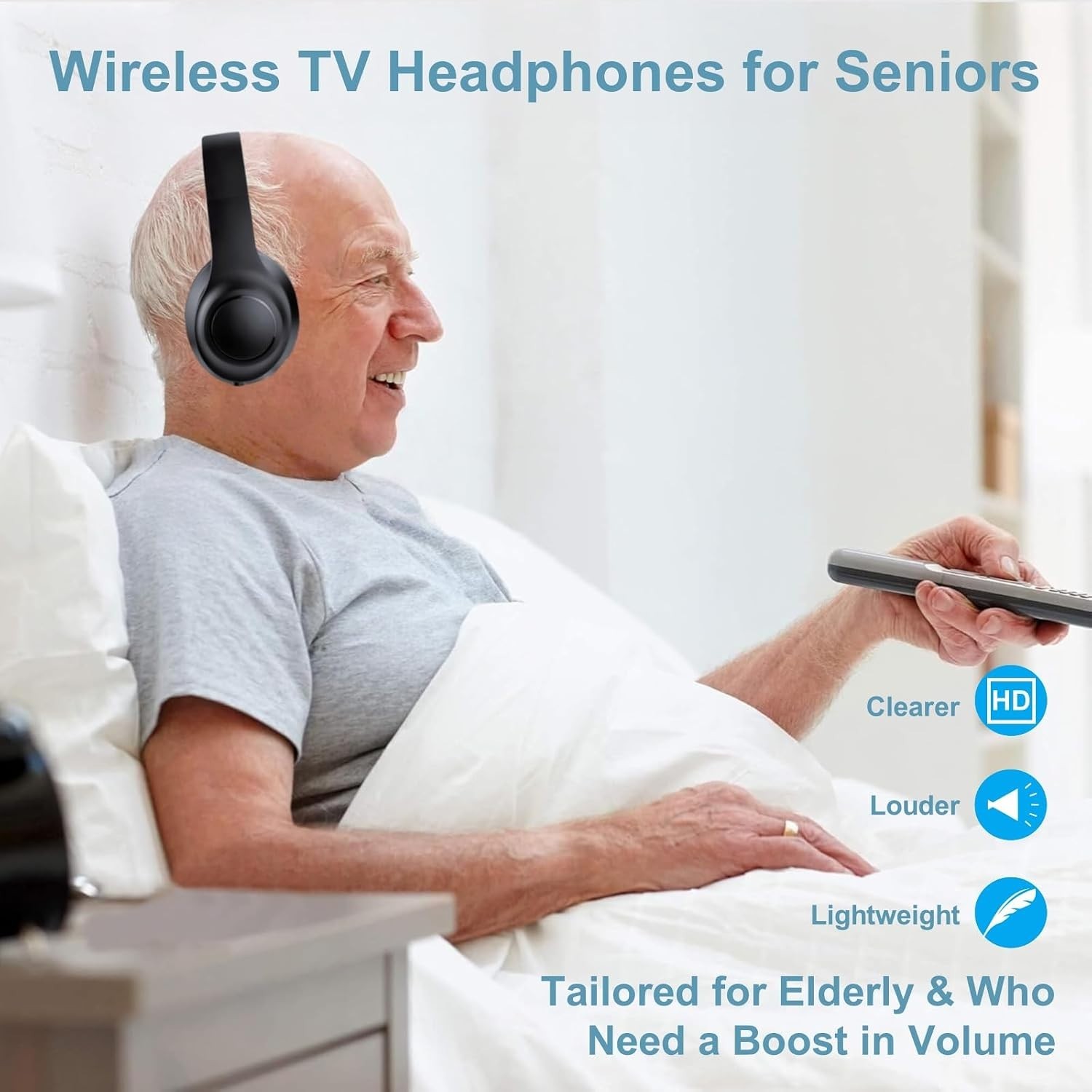 Wireless Over-Ear TV Headphones for Seniors with ANC, Bluetooth 5.3 & 3-in-1 …