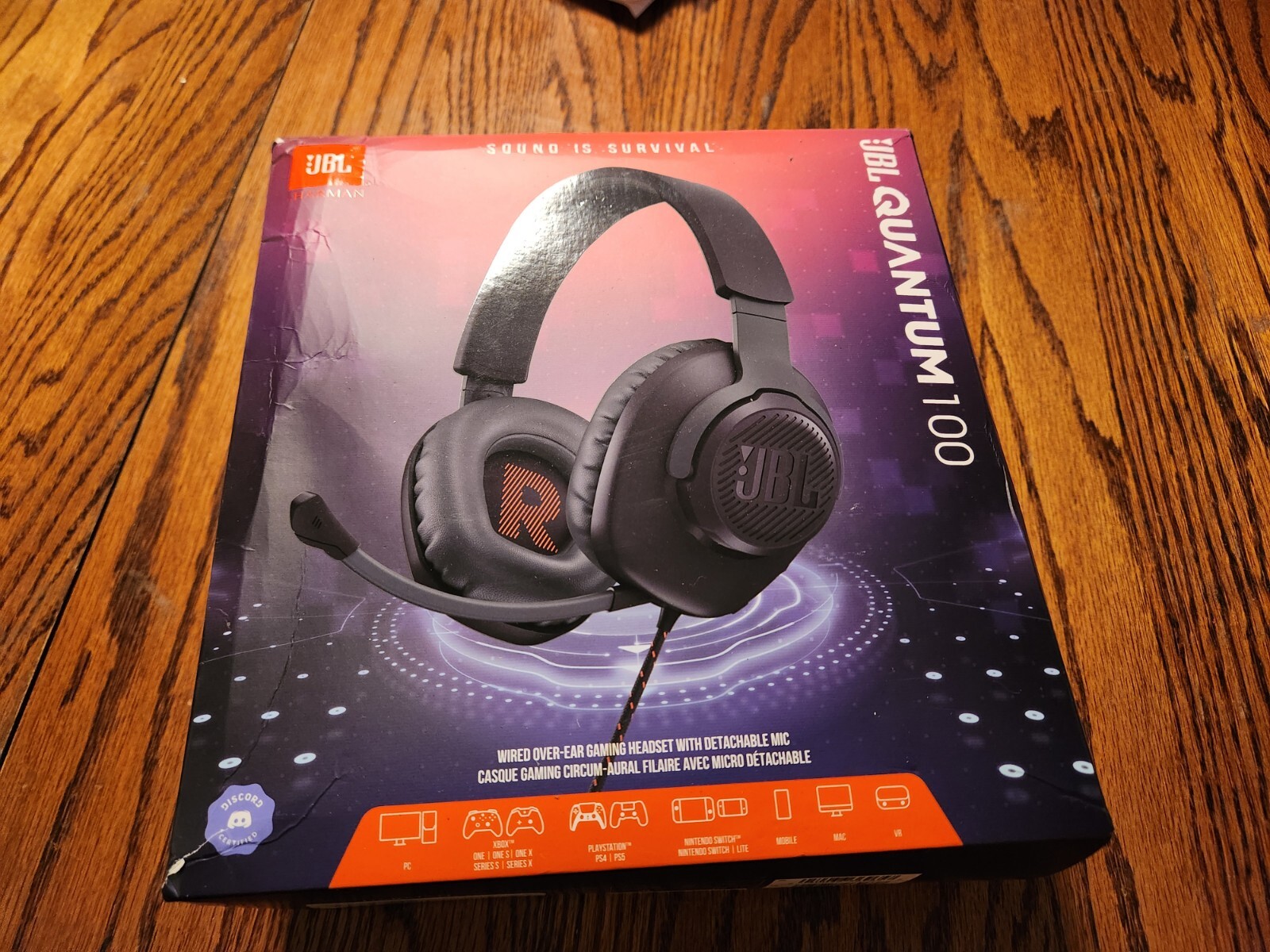 JBL Quantum 100 Wired Over-Ear Gaming Headset with Detachable Boom Mic – Black
