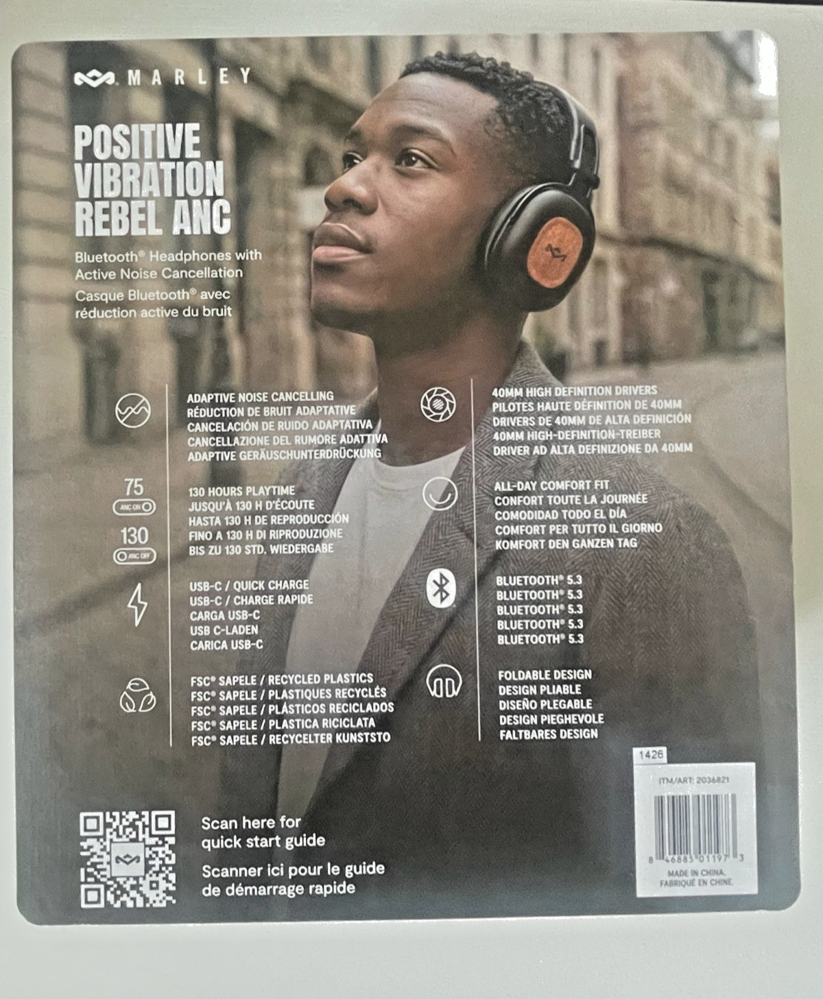House of Marley Positive Vibration Rebel ANC Headphones New in Box BT 5.4