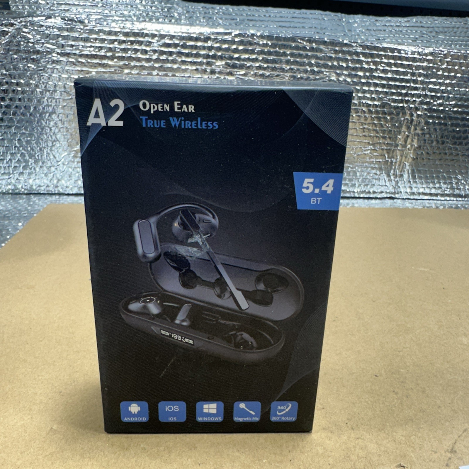 5.4 Bluetooth Touch Screen Open Ear Headphones Wireless Earbuds Headset- Used