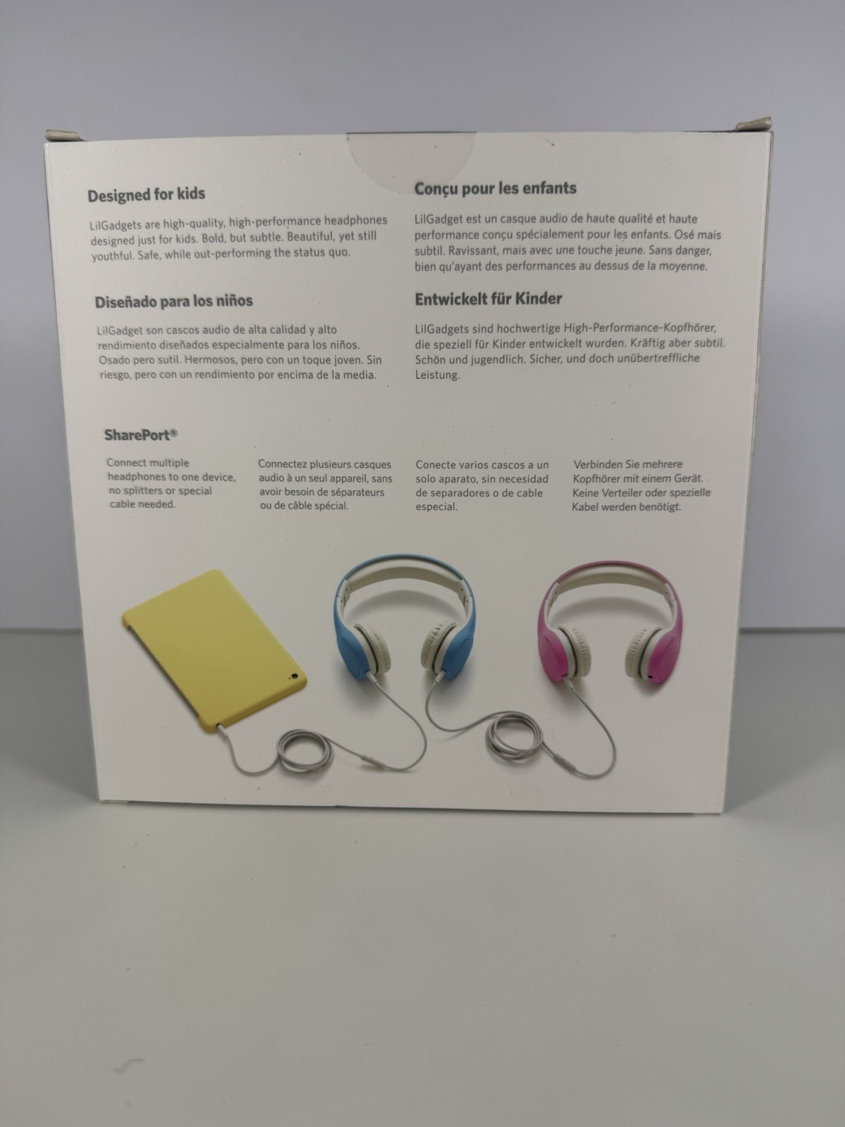 LilGadgets Connect+ Style Kids On-Ear Wired Headphones Black 93dB New Sealed