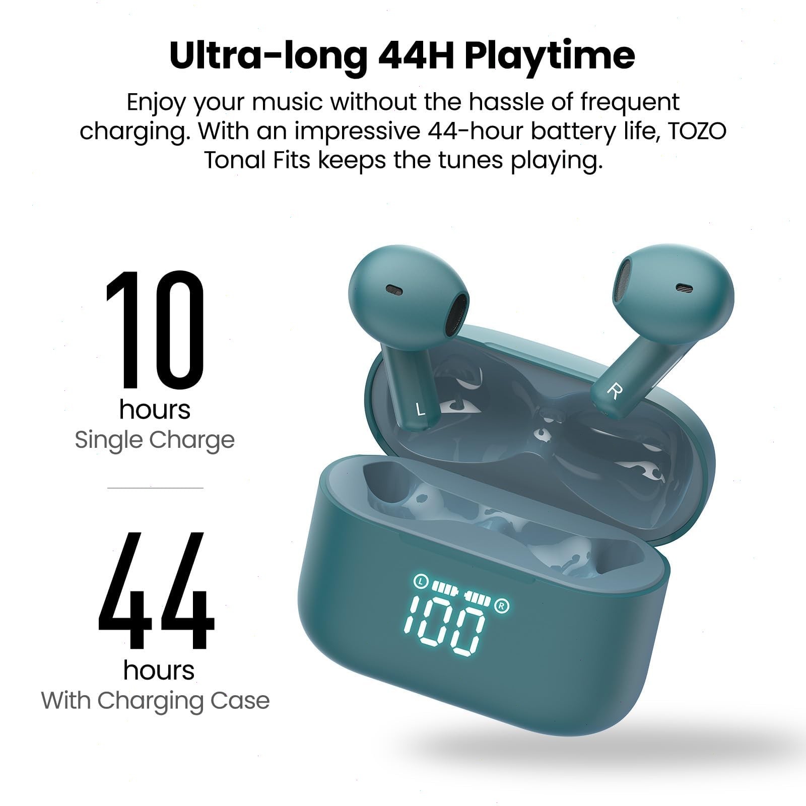 TOZO T21 Bluetooth 5.3 Wireless Earbuds Call Noise Cancelling Earphones, Green