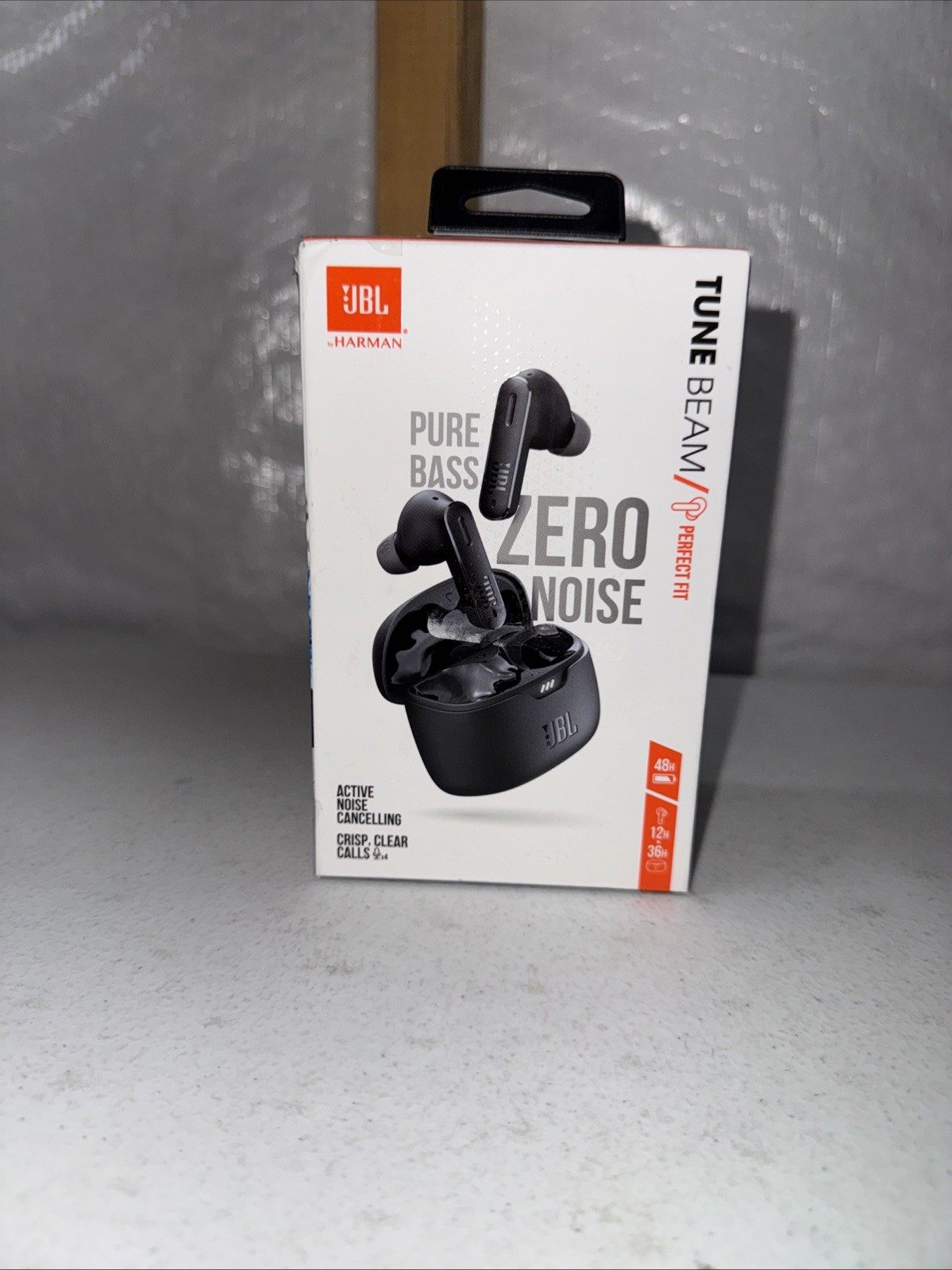 JBL By Harman Tune Beam Perfect Fit Wireless Pure Bass Zero Noise Earbuds, Black