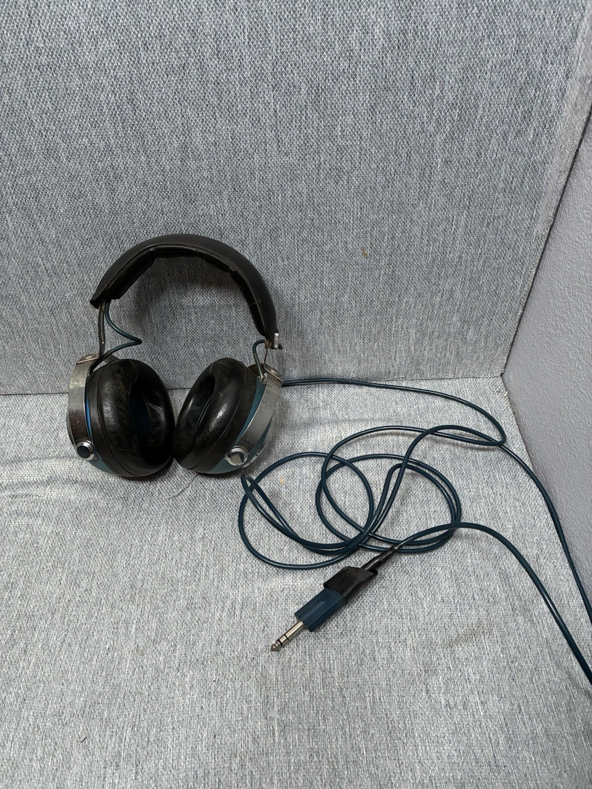 Vintage Stanton Dynaphase Forty Over Ear Headphones 1/4inch Plug Blue Silver