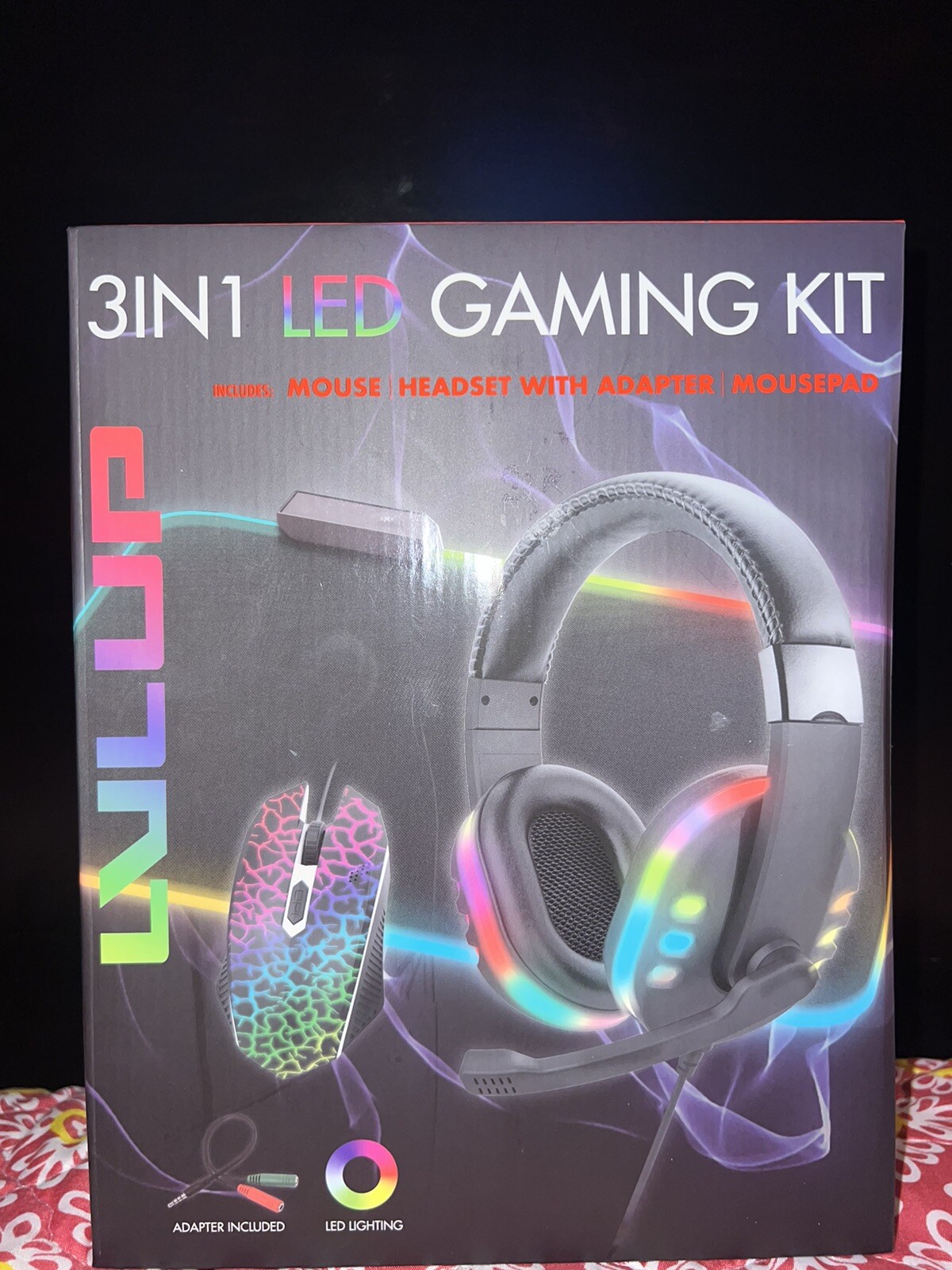 NEW LVLUP 3 Piece Light Up Pro Gaming Kit- mouse/ headset/ mousepad