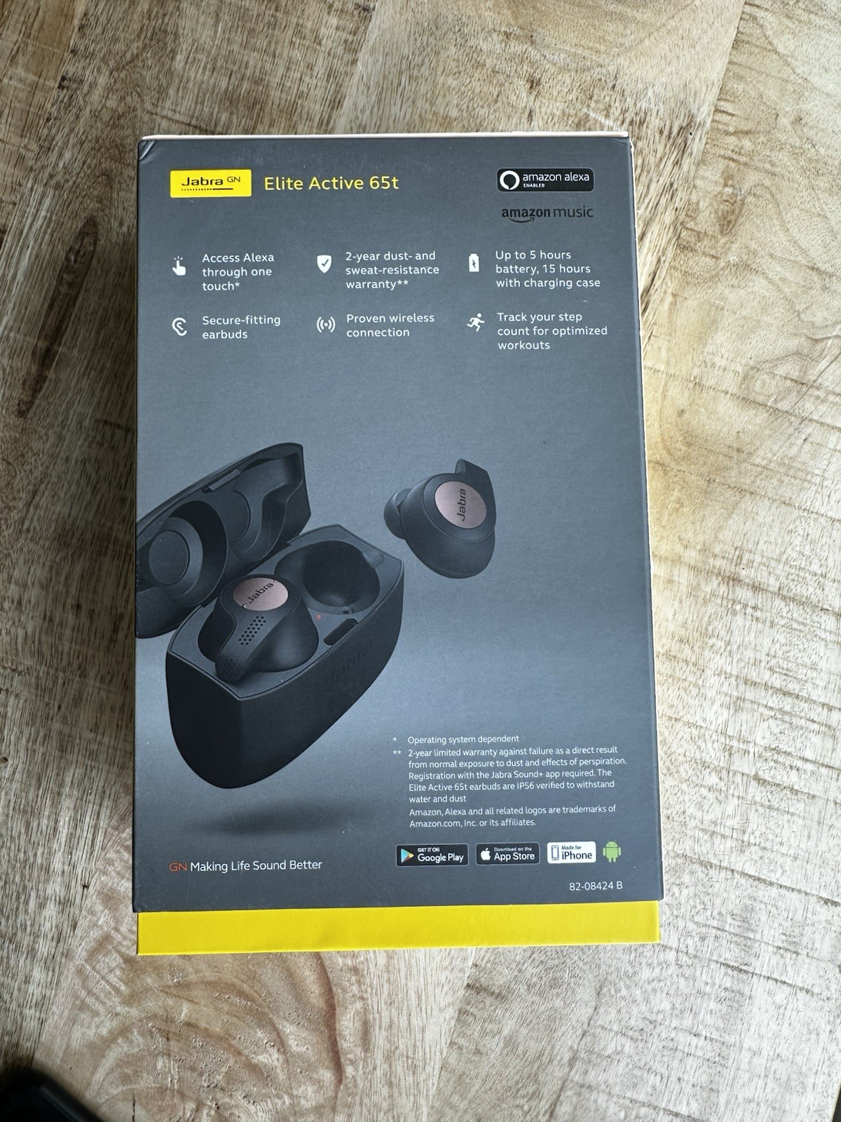 Jabra Elite Active 65t True Wireless Bluetooth Earbuds w/ Case & Box Used