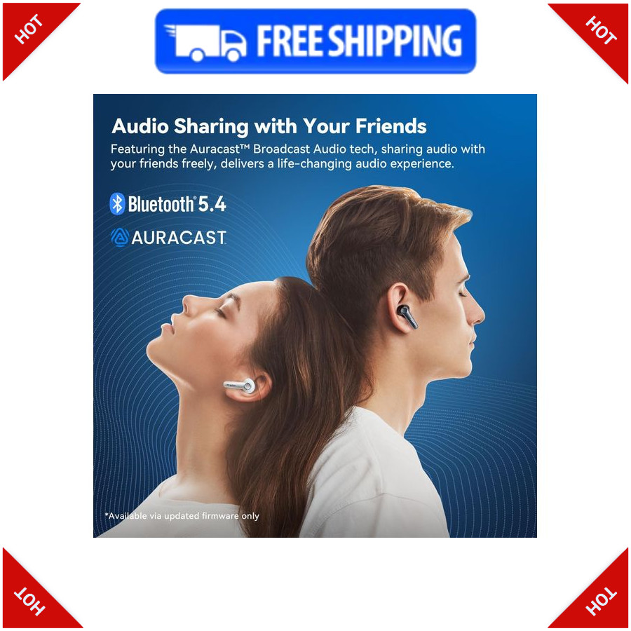 EarFun Air Pro 4 Adaptive Hybrid Noise Canceling Wireless Earbuds, 52H Playtime.
