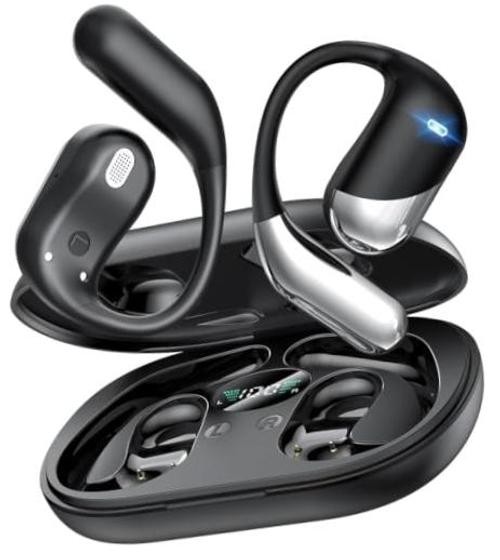 Open Ear Earbuds, Over Ear Bluetooth 6.1 Translation Headphone Soft Onyx Black